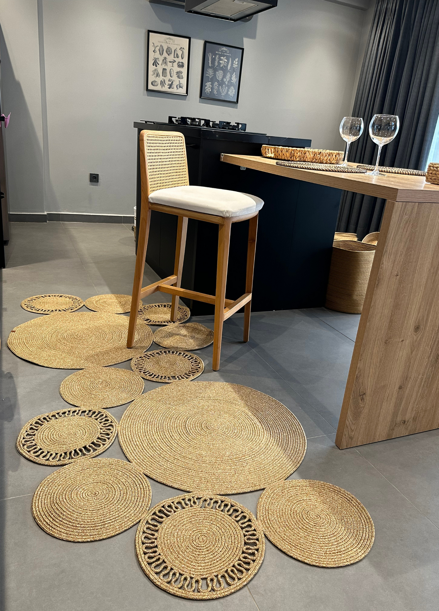 Jute Bohemian Carpet & Rug & Mat