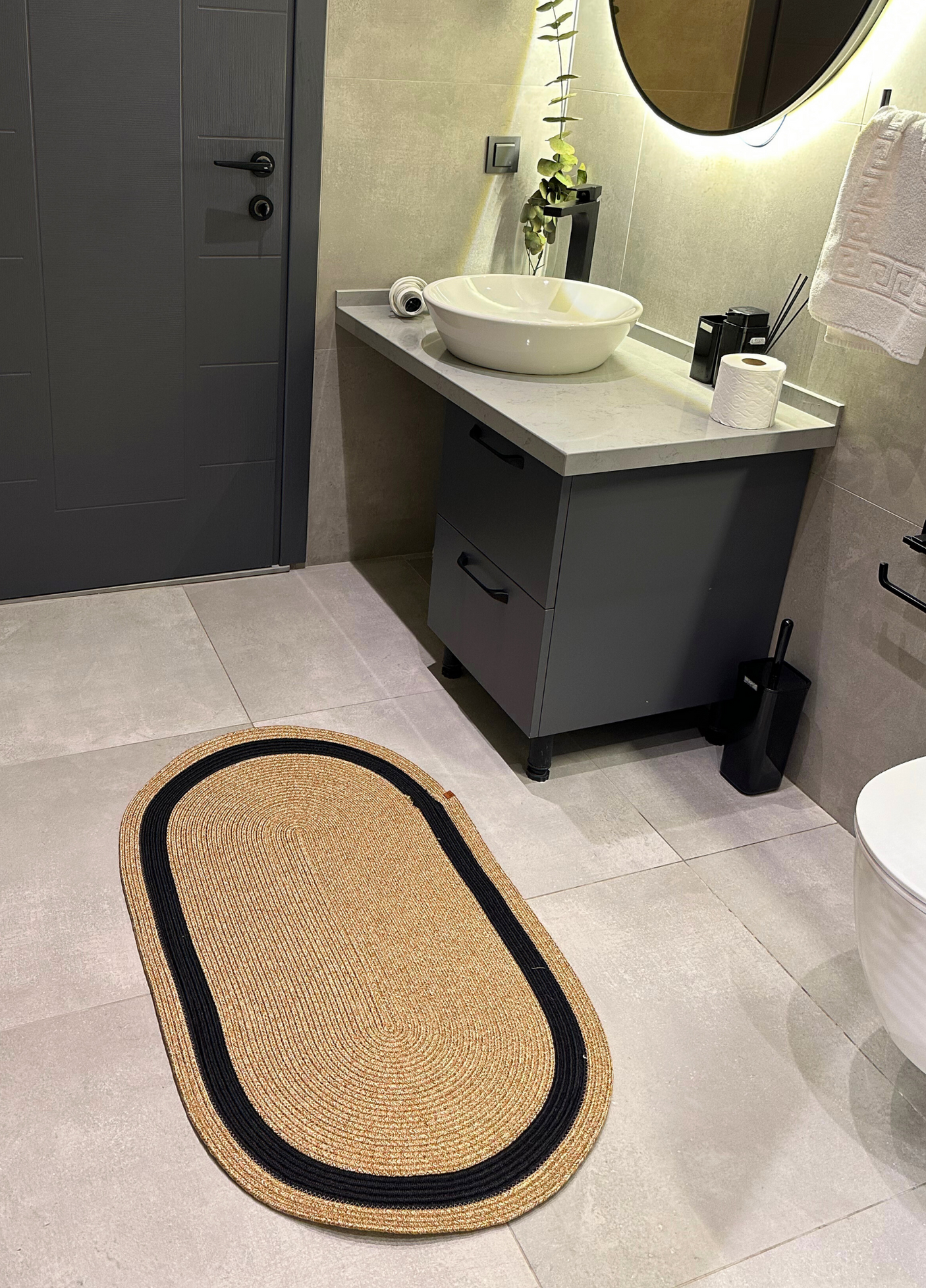 Jute Strip Design Bohemian Rug & Carpet & Mat & Runner