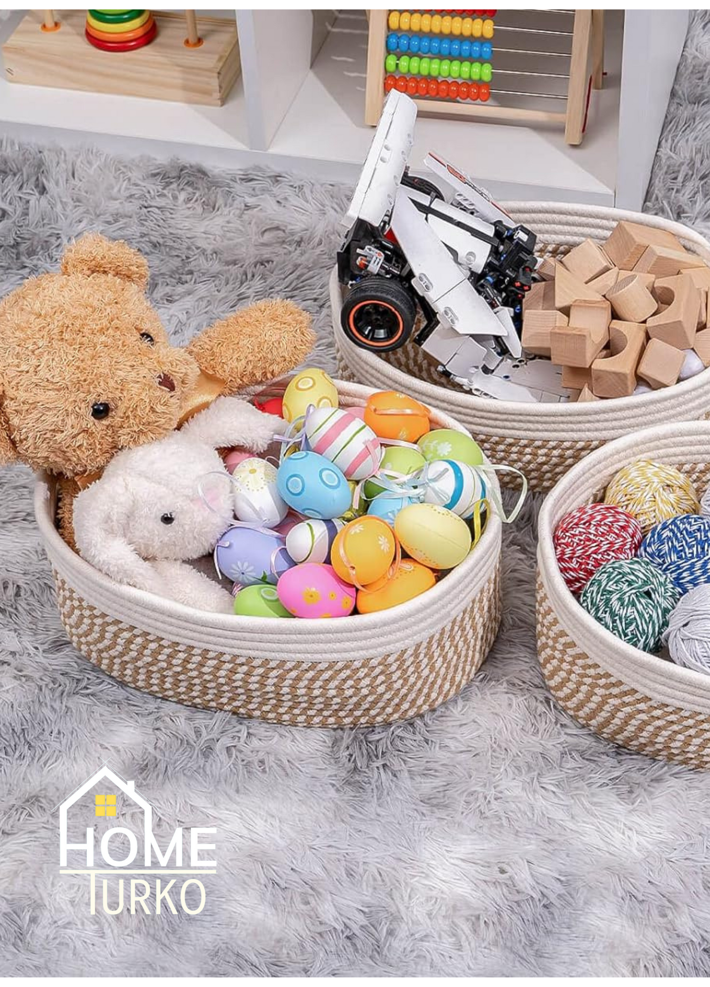 Jute Three-Piece Kids Basket / Organizer