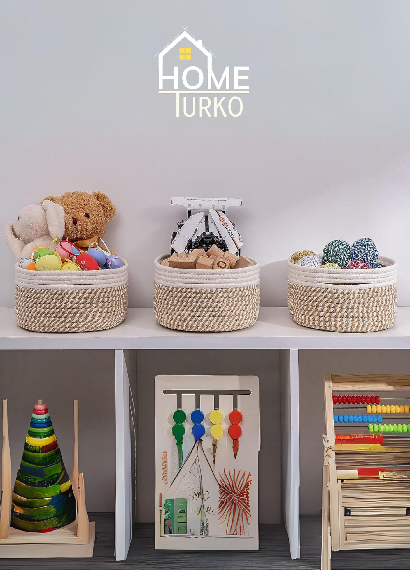 Jute Three-Piece Kids Basket / Organizer