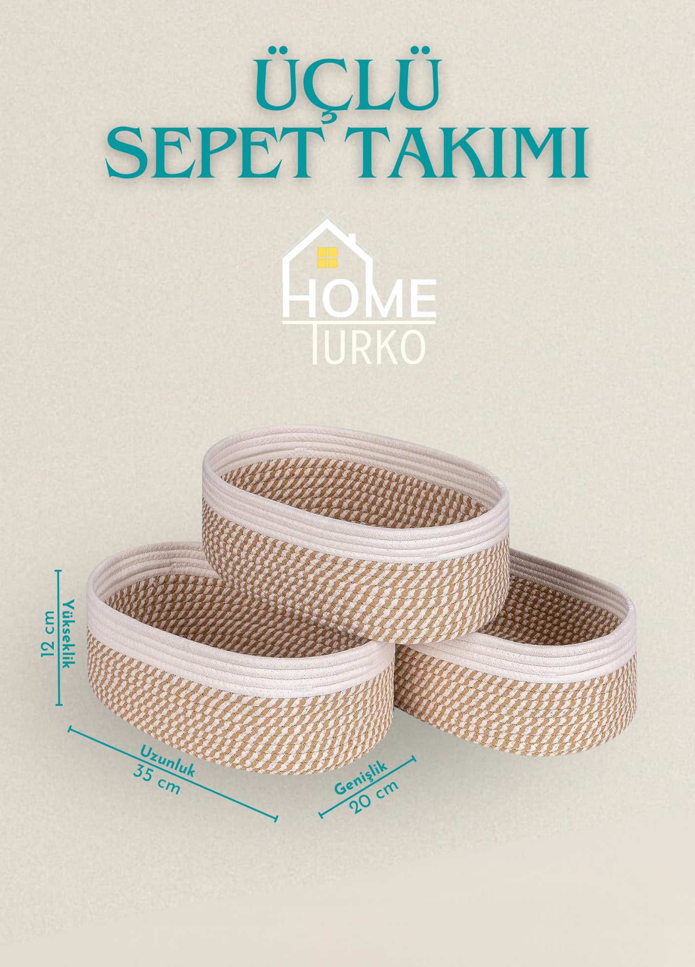 Jute Three-Piece Kids Basket / Organizer