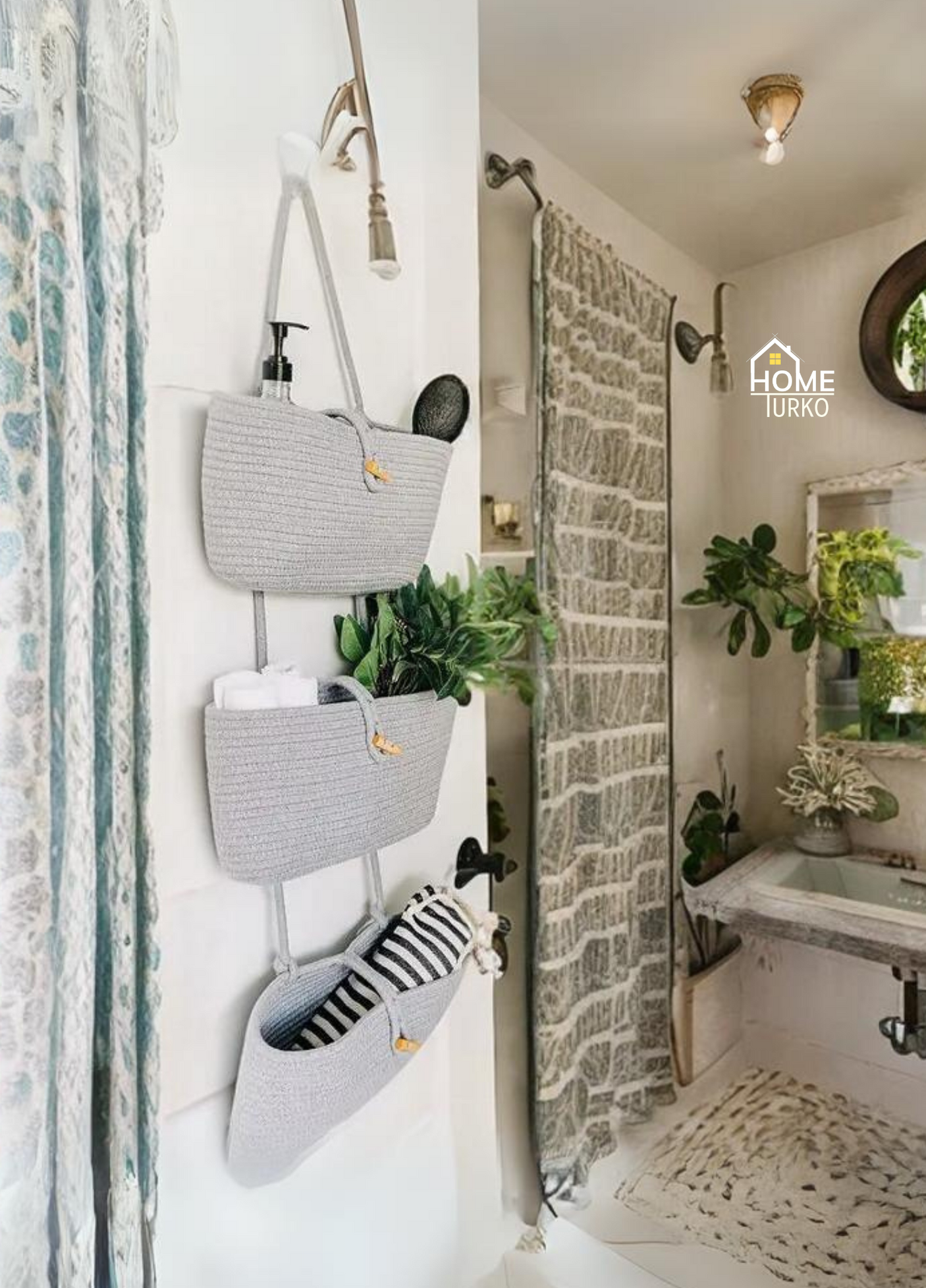 Üçlü Askılı Bohem Sepet