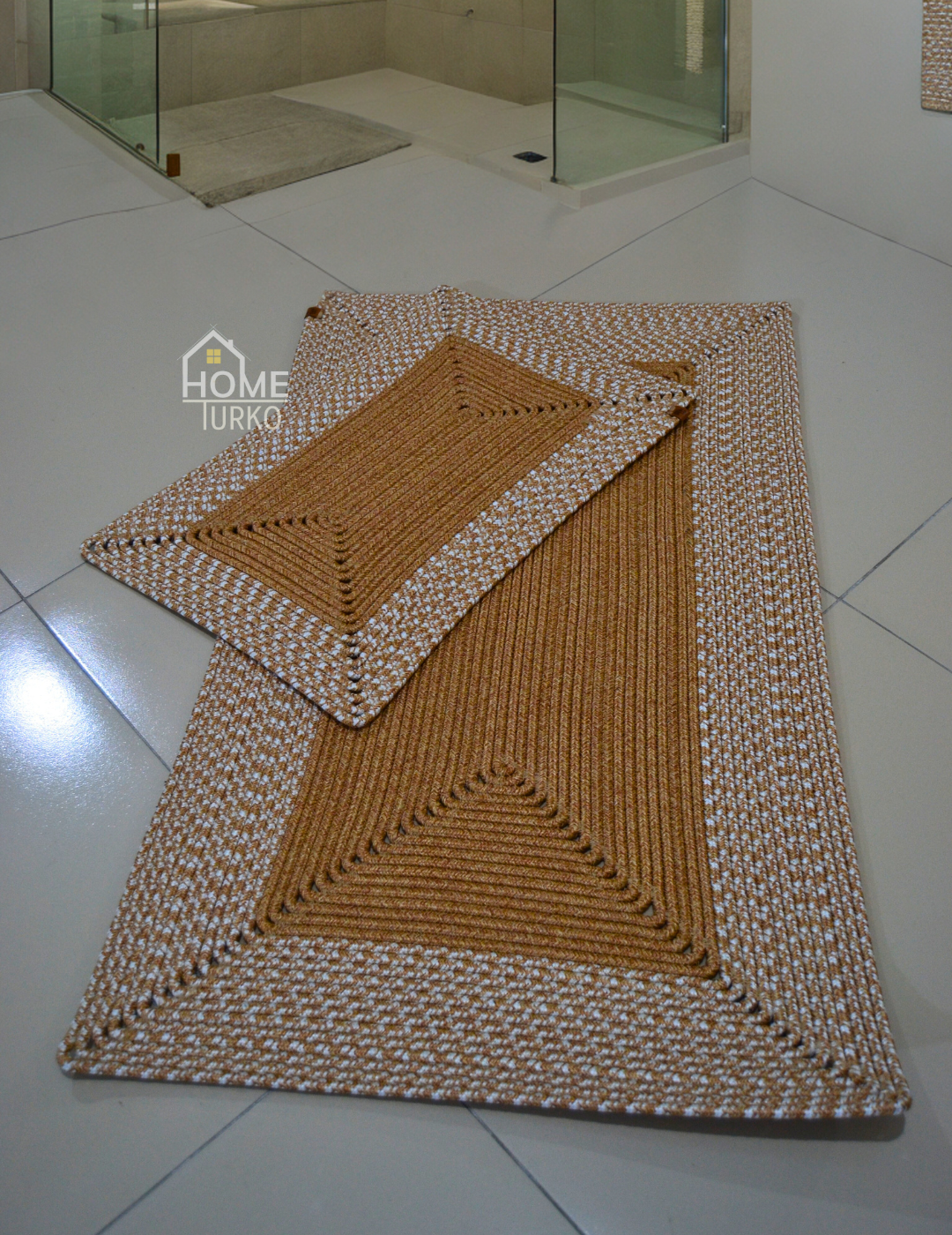 Double Jute Bohemian Bathroom Mat Set