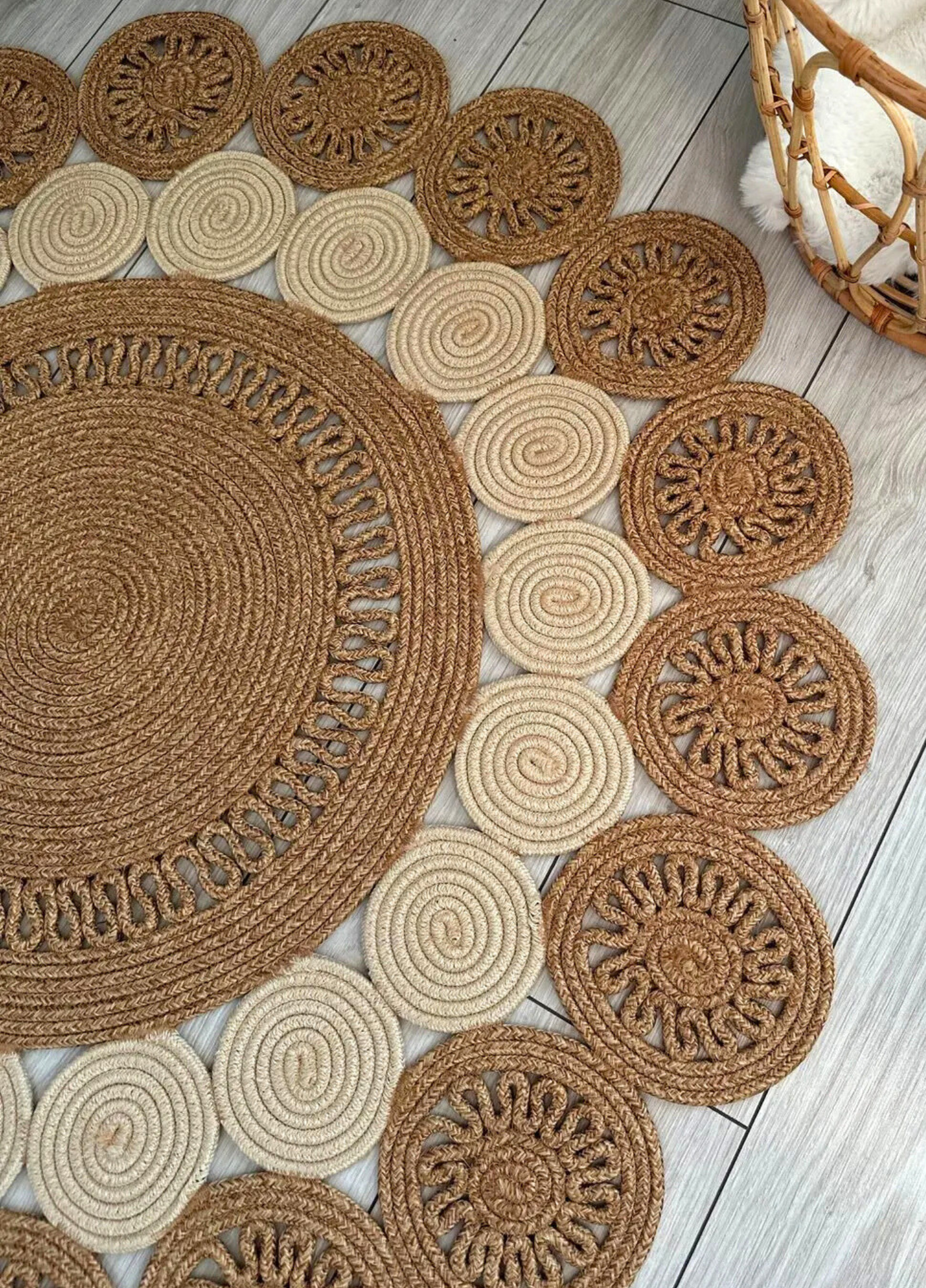 Fituristic Jute Patterned Boho Rug