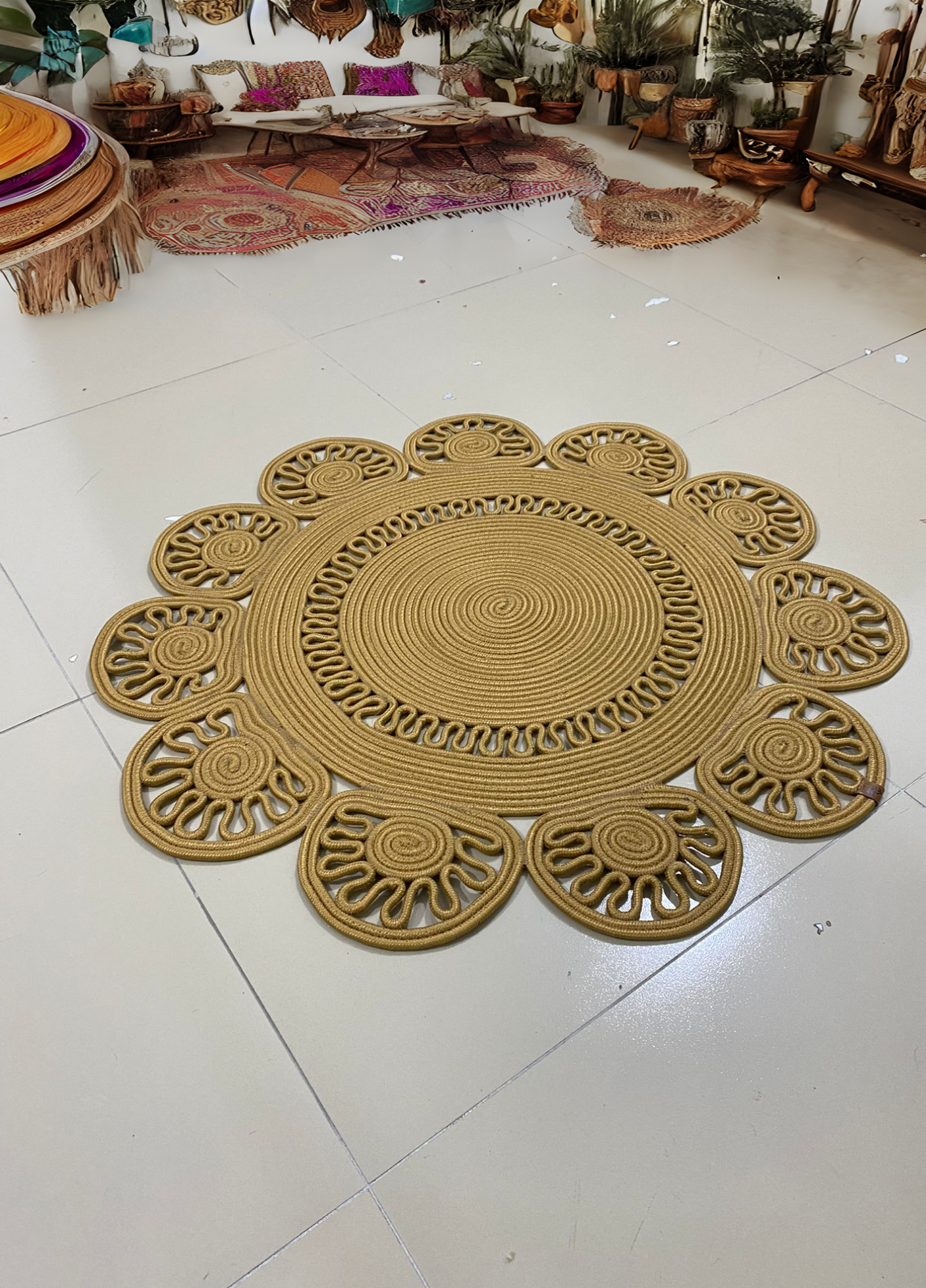 Jute Bohemian Carpet & Rug & Mat