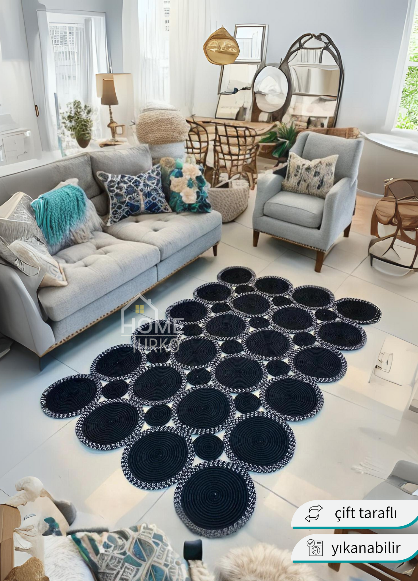 Jute Bohemian Carpet & Rug & Mat