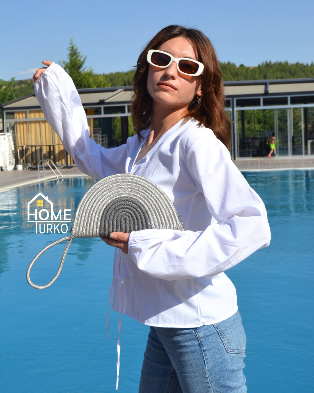 Jute Decorative Zippered Wallet