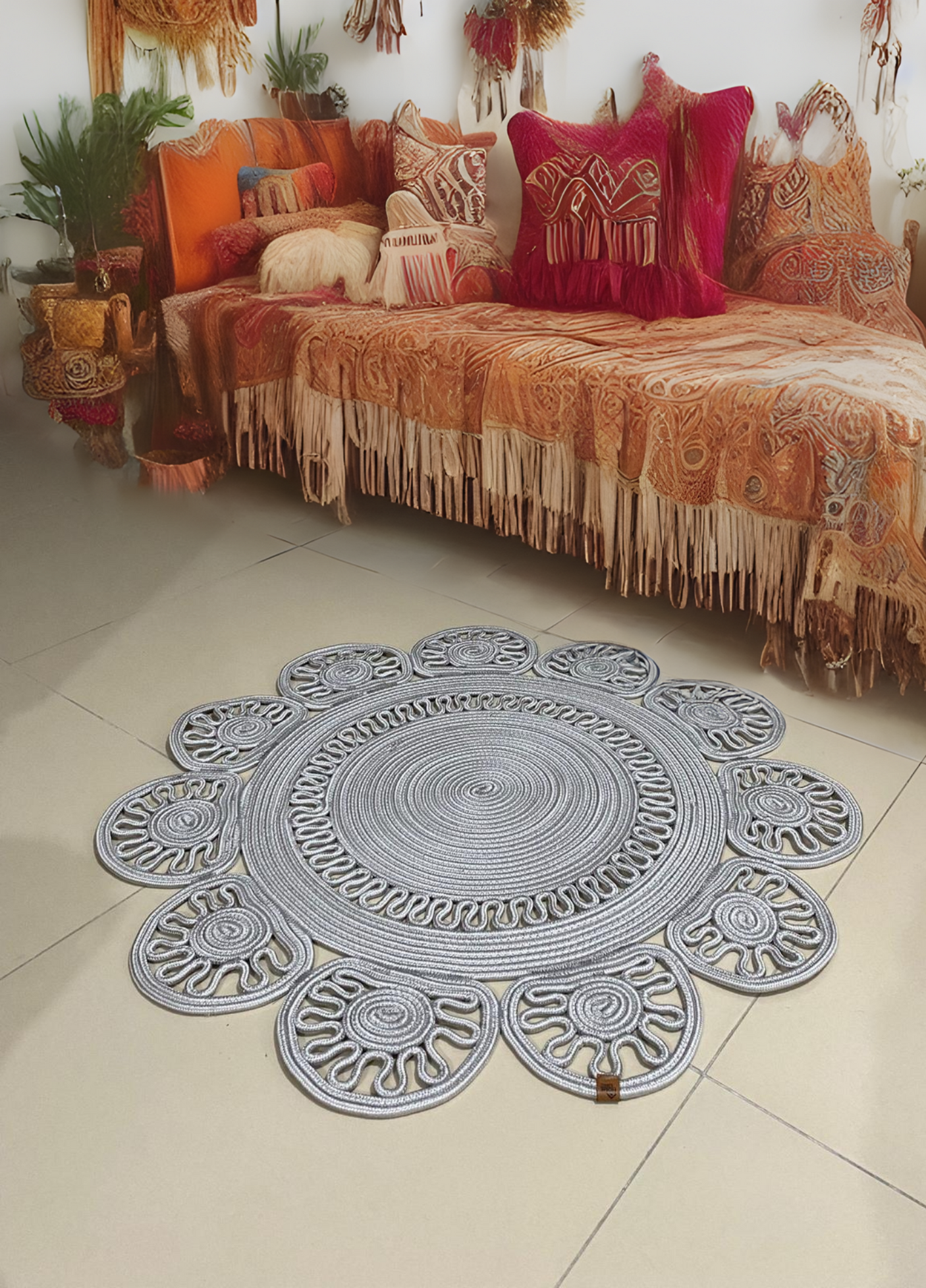 Jute Bohemian Carpet & Rug & Mat