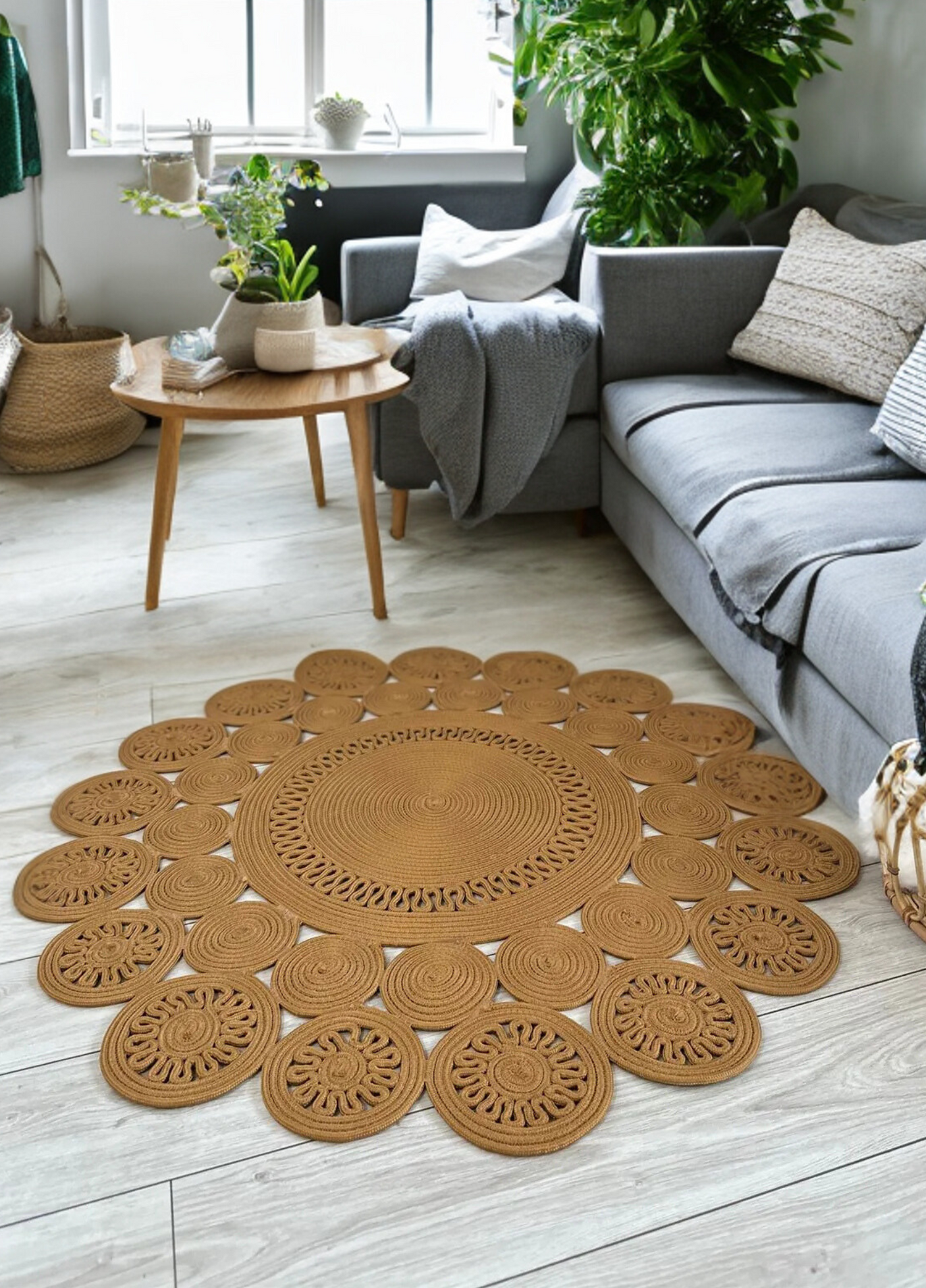 Fituristic Jute Patterned Boho Rug