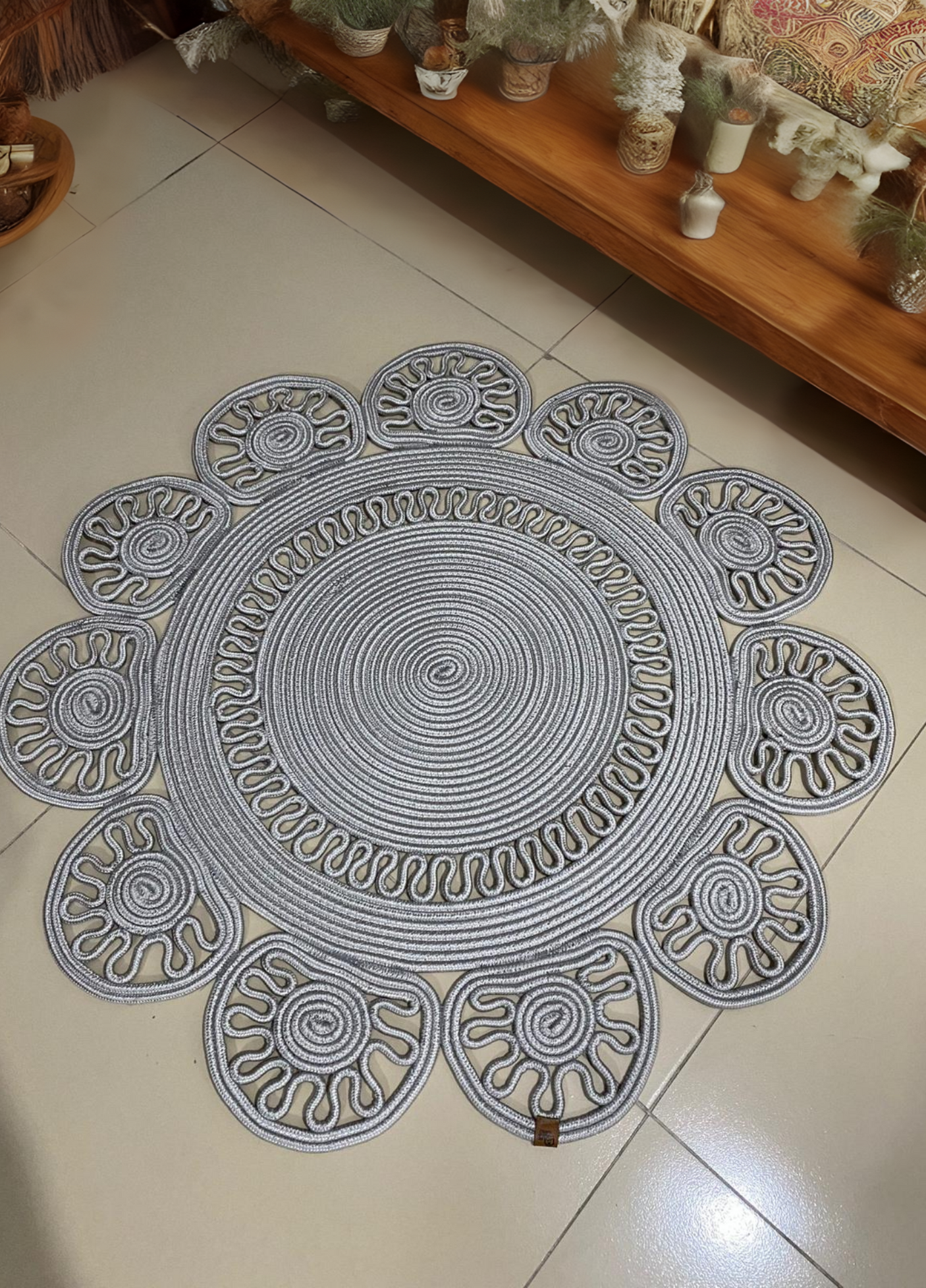 Jute Bohemian Carpet & Rug & Mat