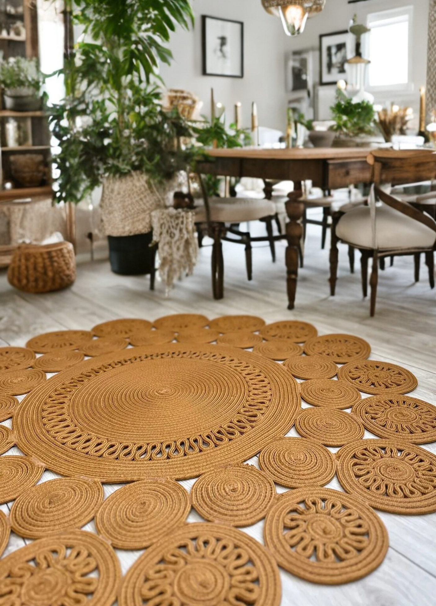 Fituristic Jute Patterned Boho Rug