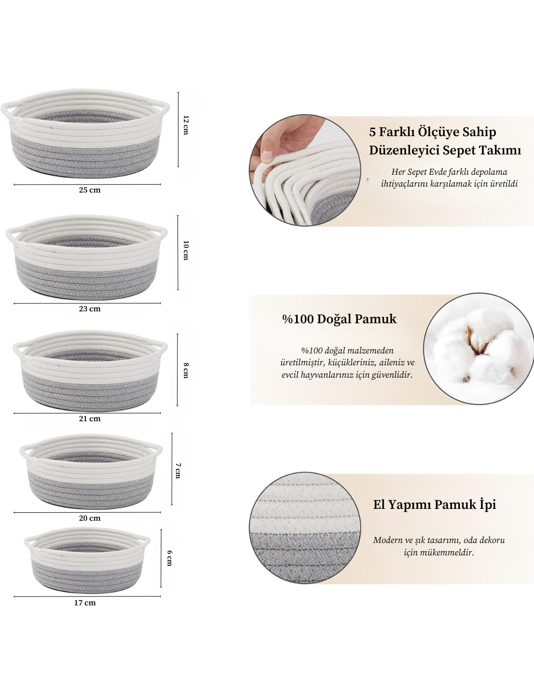 5-Piece Bohemian Organizer Basket Set