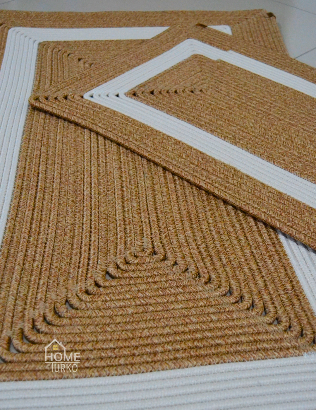 Double Jute Bohemian Bathroom Mat Set