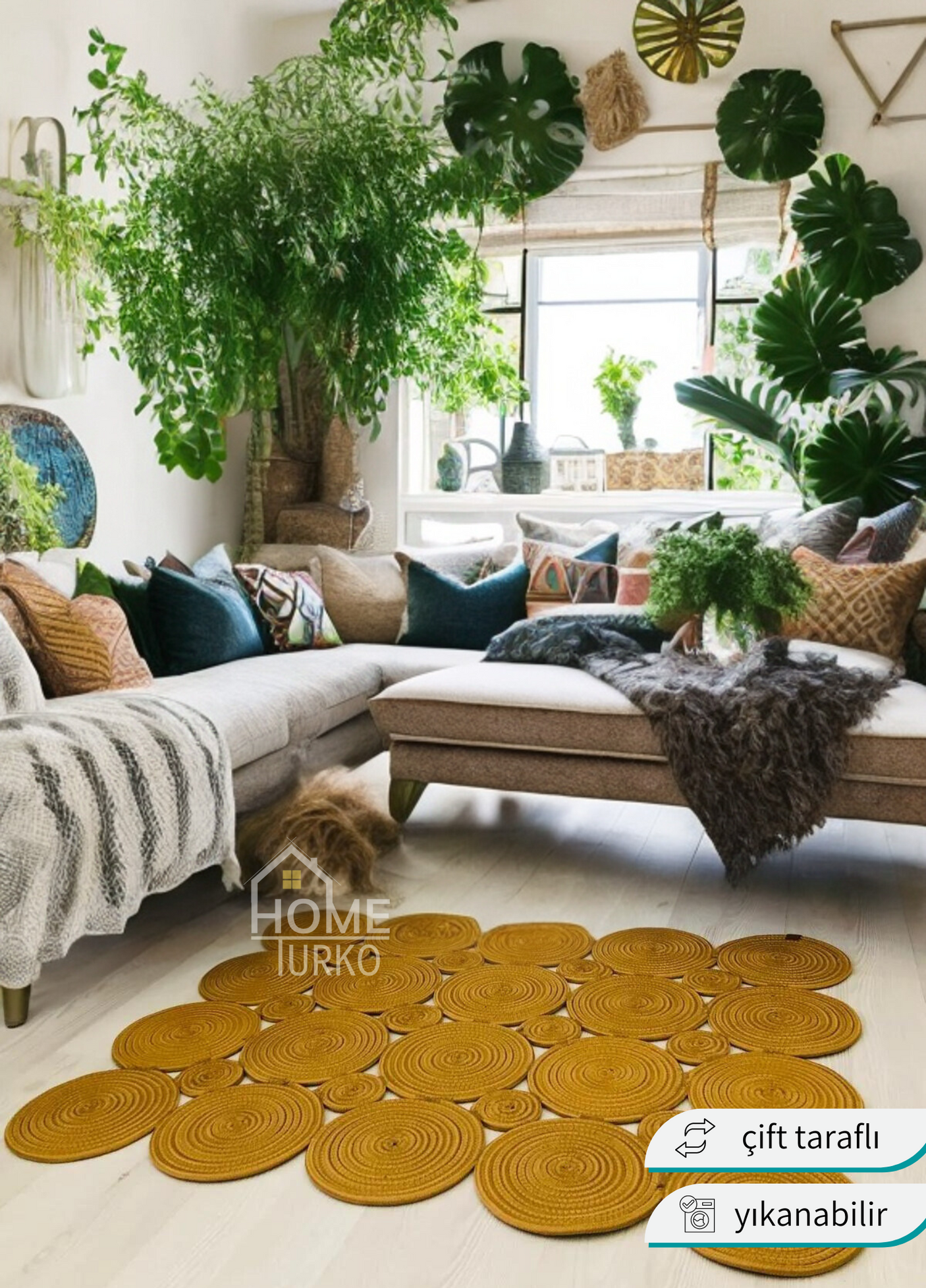 Jute Bohemian Carpet & Rug & Mat