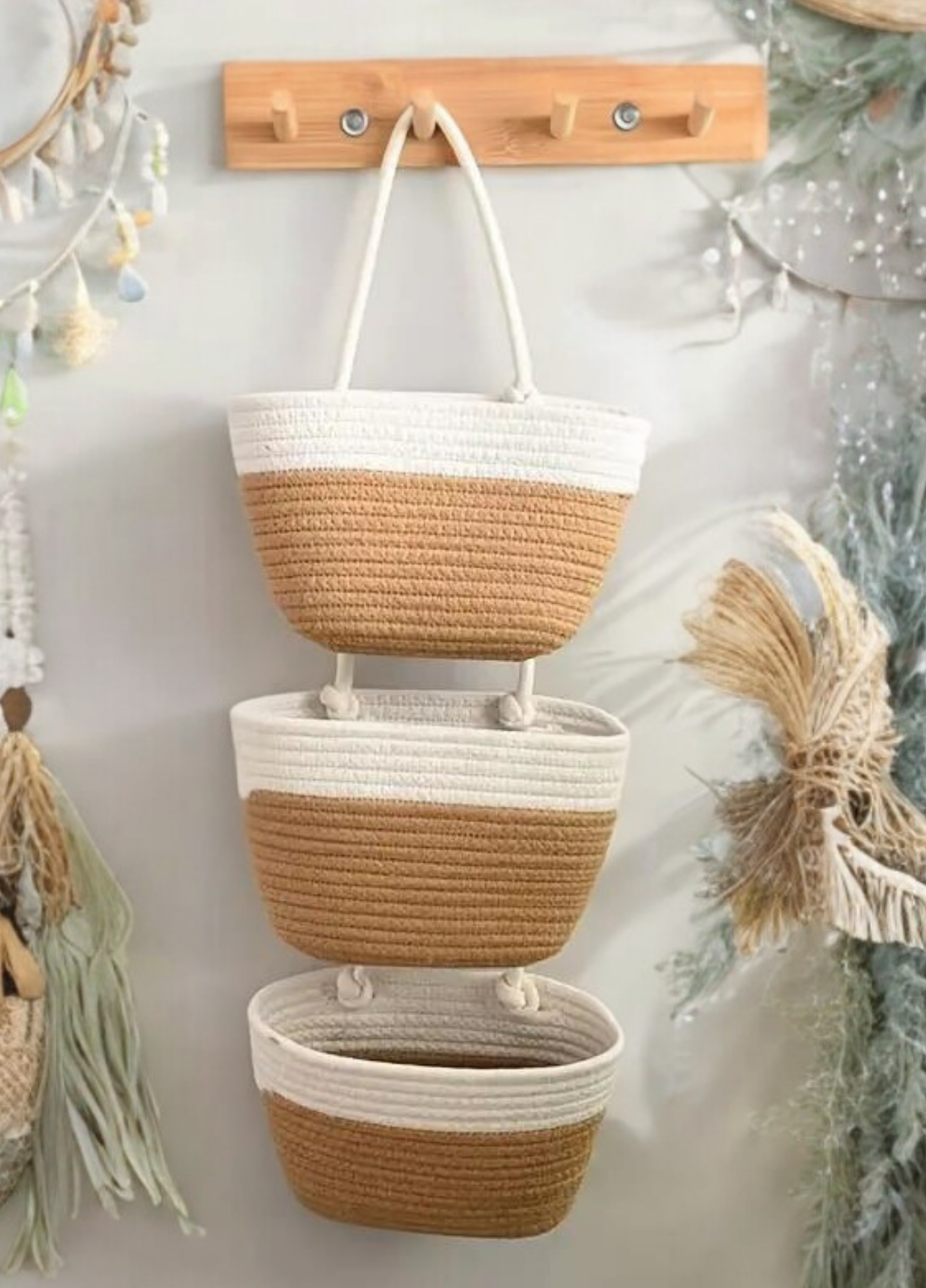 Üçlü Askılı Bohem Sepet