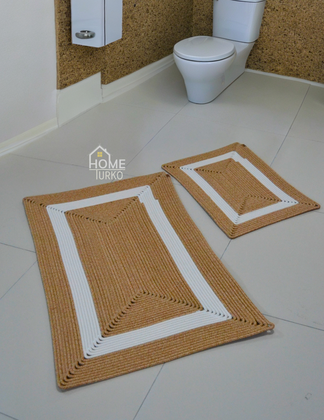 Double Jute Bohemian Bathroom Mat Set