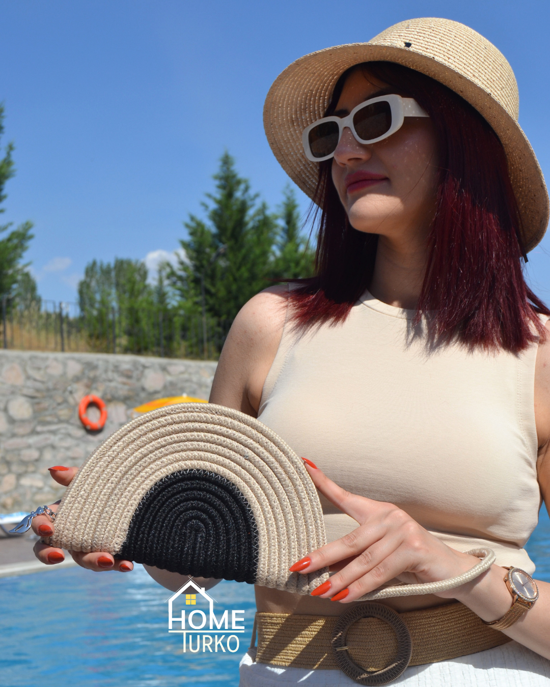 Jute Decorative Zippered Wallet