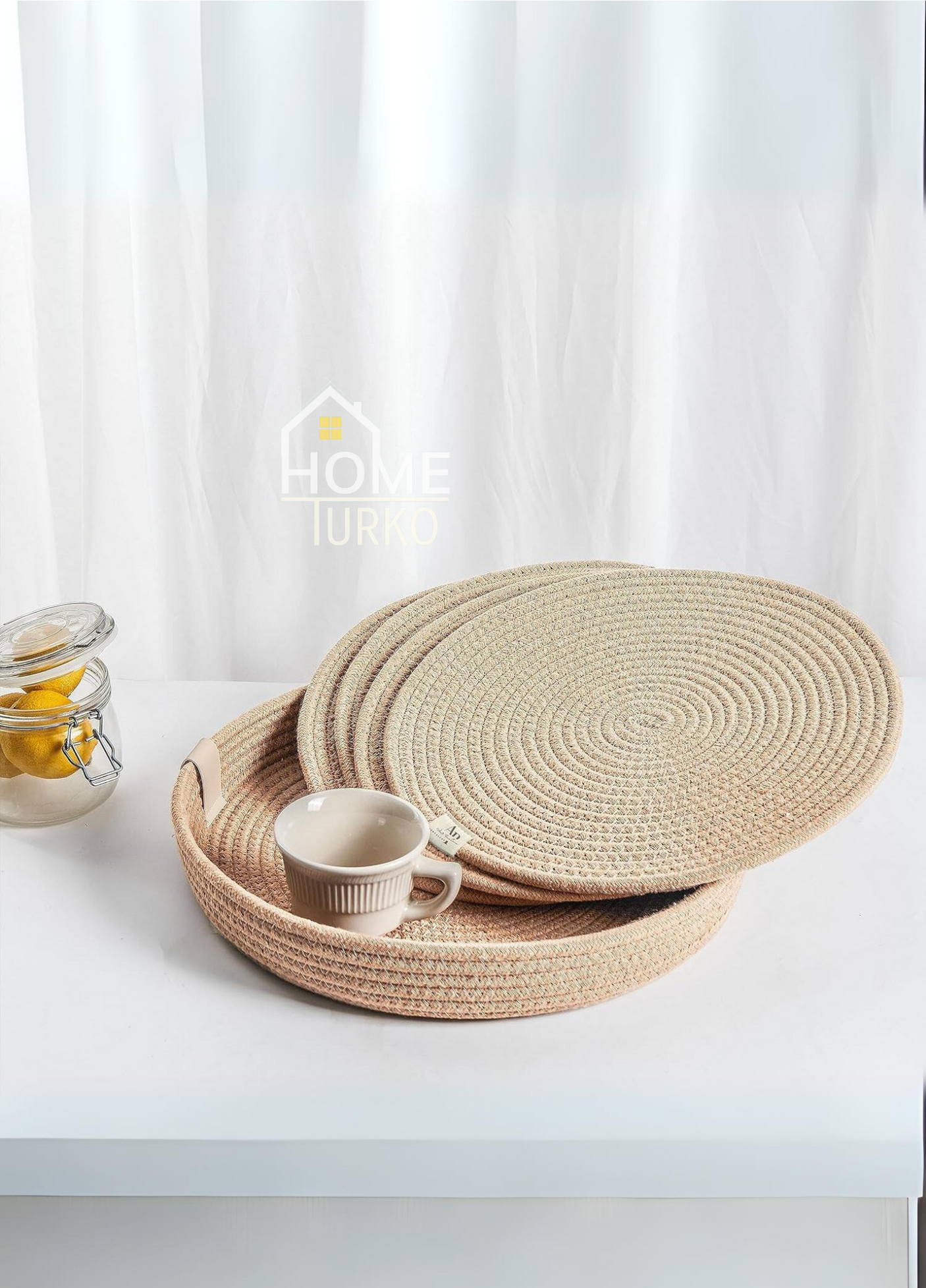 Jute Subpla Plate Mat, Basket Set