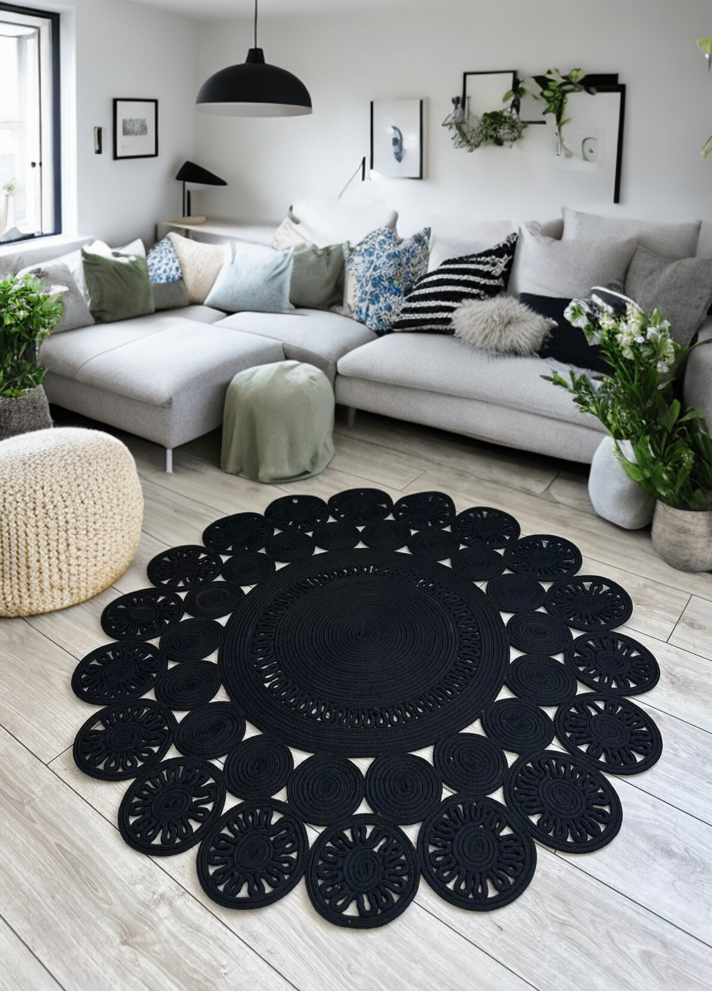 Fituristic Jute Patterned Boho Rug