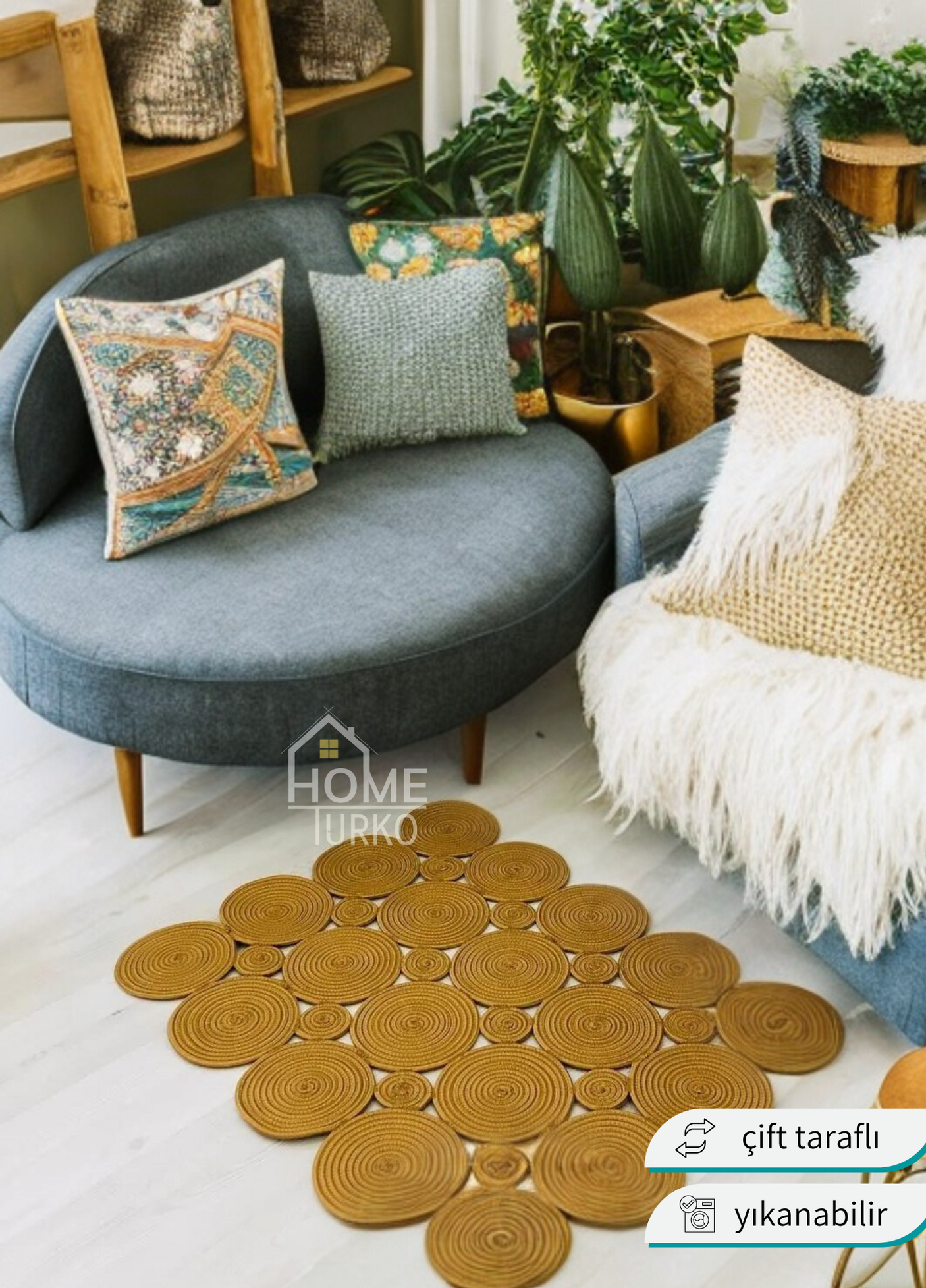 Jute Bohemian Carpet & Rug & Mat