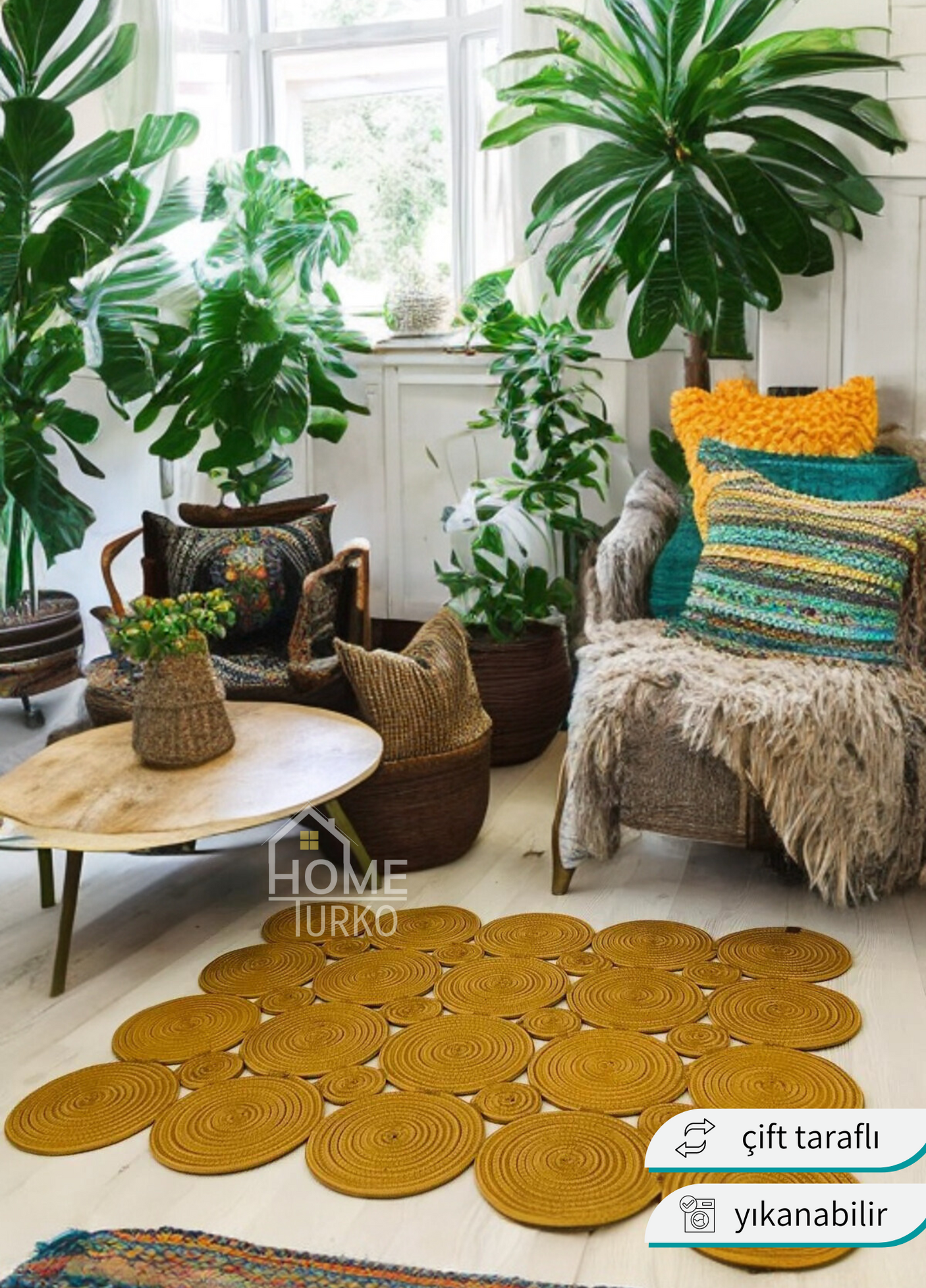 Jute Bohemian Carpet & Rug & Mat