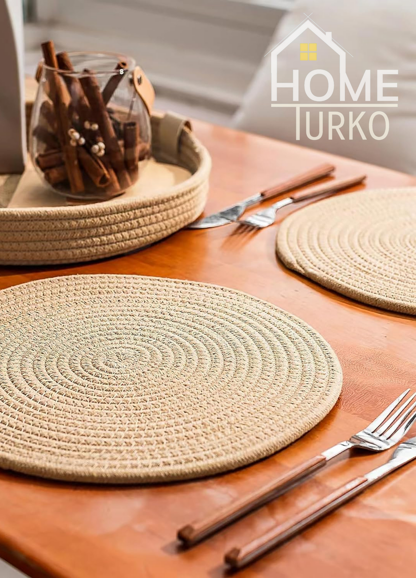 Jute Subpla Plate Mat, Basket Set