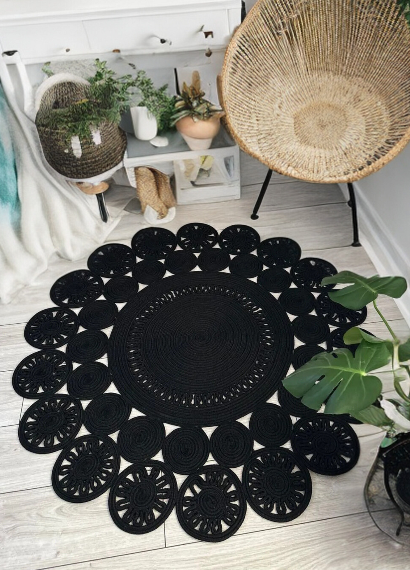 Fituristic Jute Patterned Boho Rug