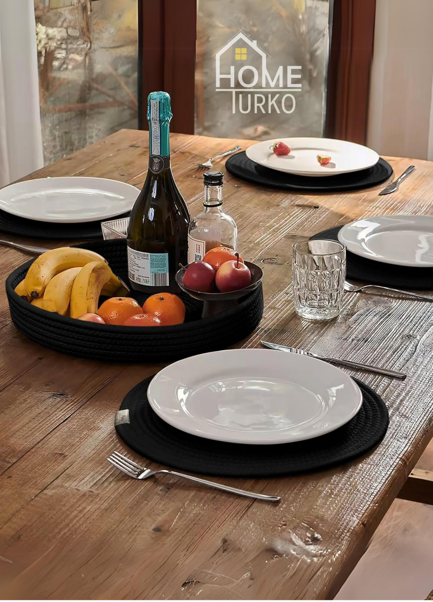 Jute Subpla Plate Mat, Basket Set