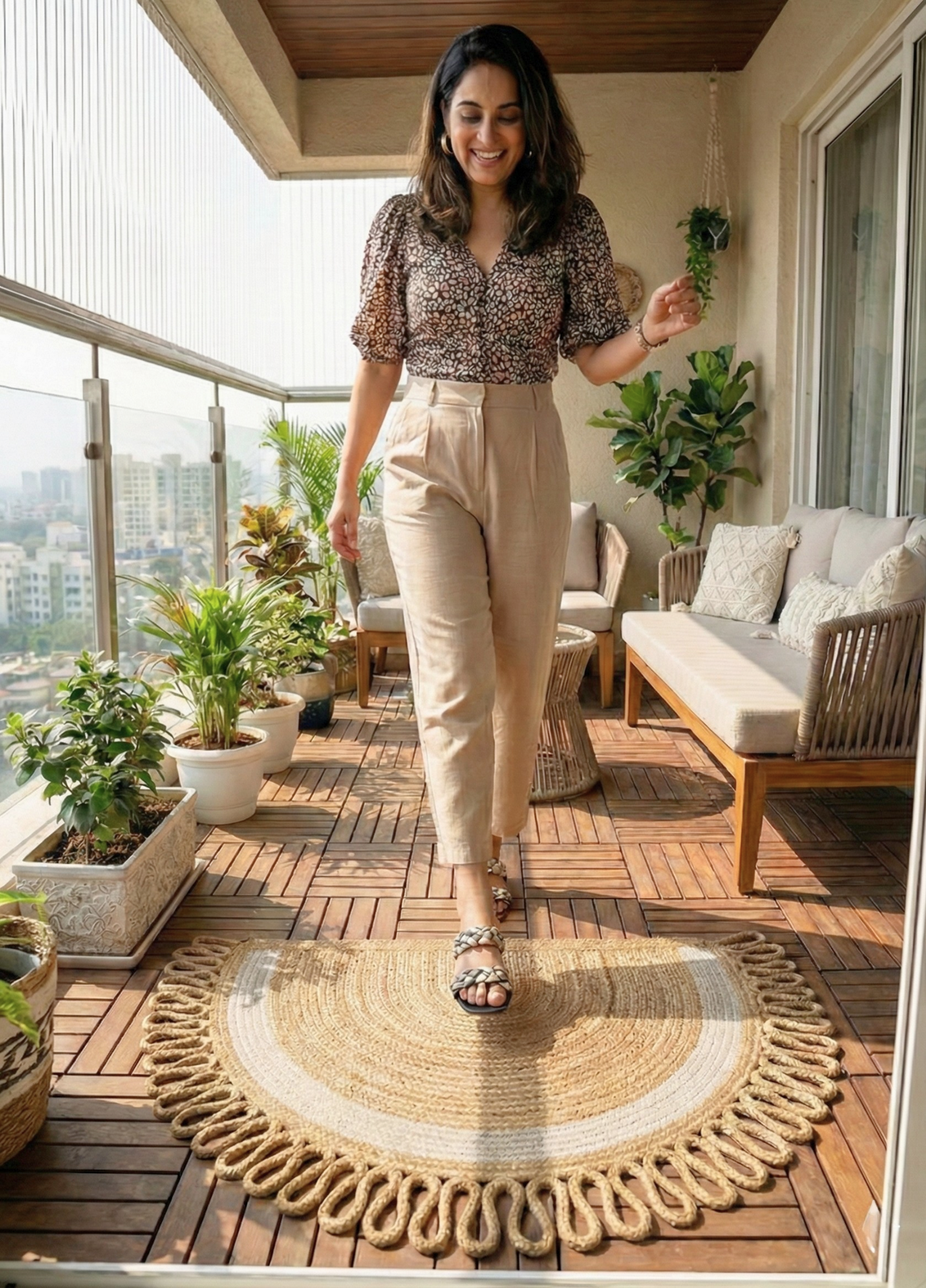 LunaLoop Yarım Ay Jüt Paspas El Yapımı Kapı Önü Banyo Balkon Kilimi