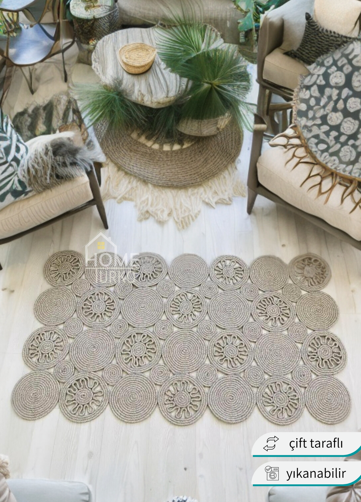 Bohemian Jute Patterned Carpet & Rug