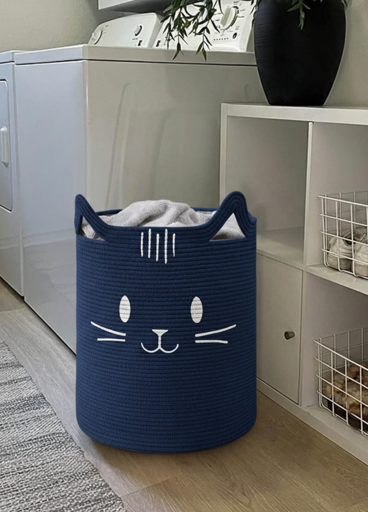 Sevimli Kedi Desenli Çocuk Odası Sepeti