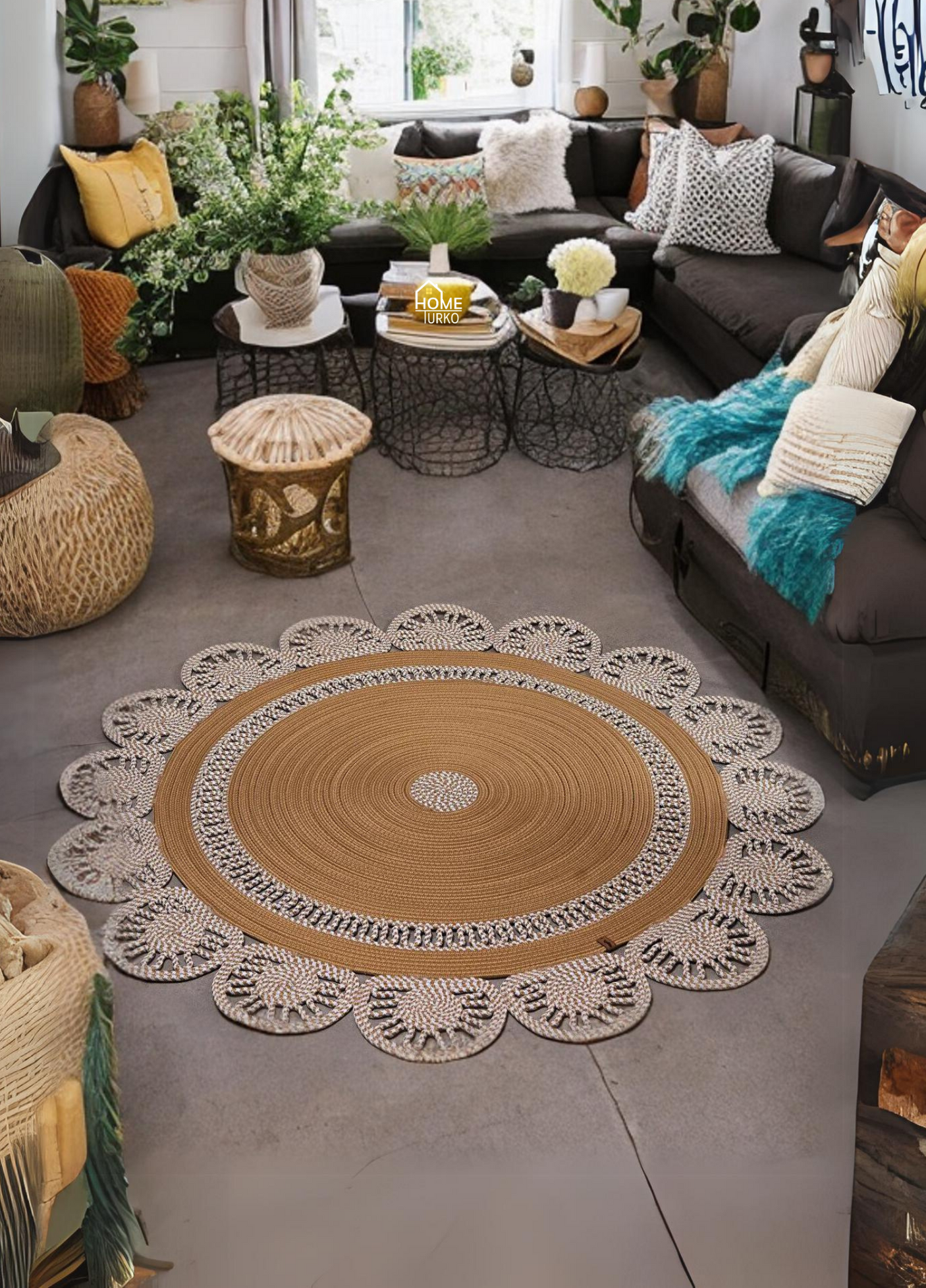 Jute Bohemian Carpet & Rug & Mat