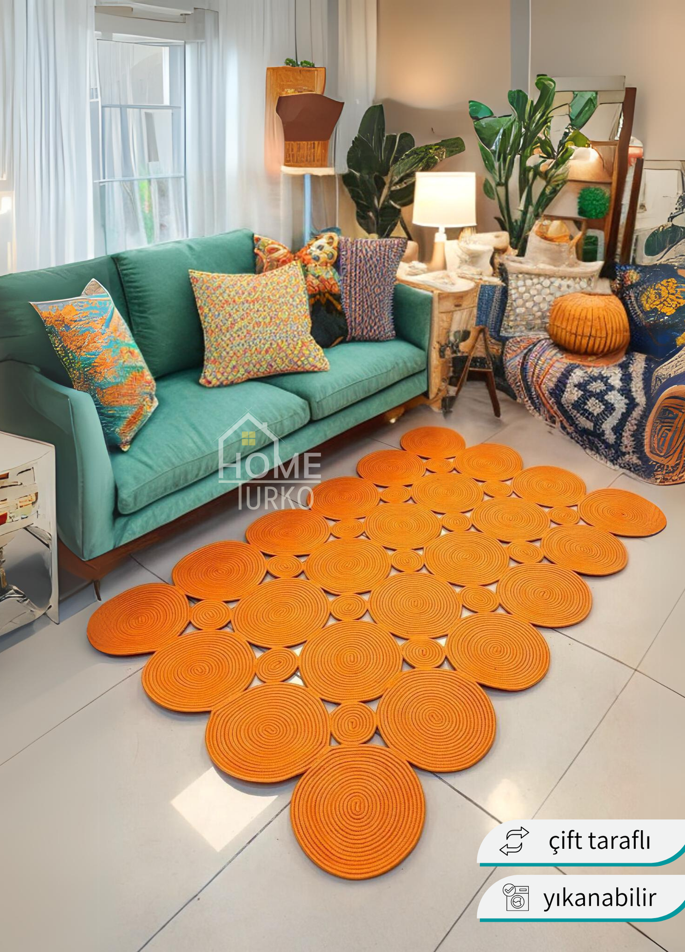 Jute Bohemian Carpet & Rug & Mat