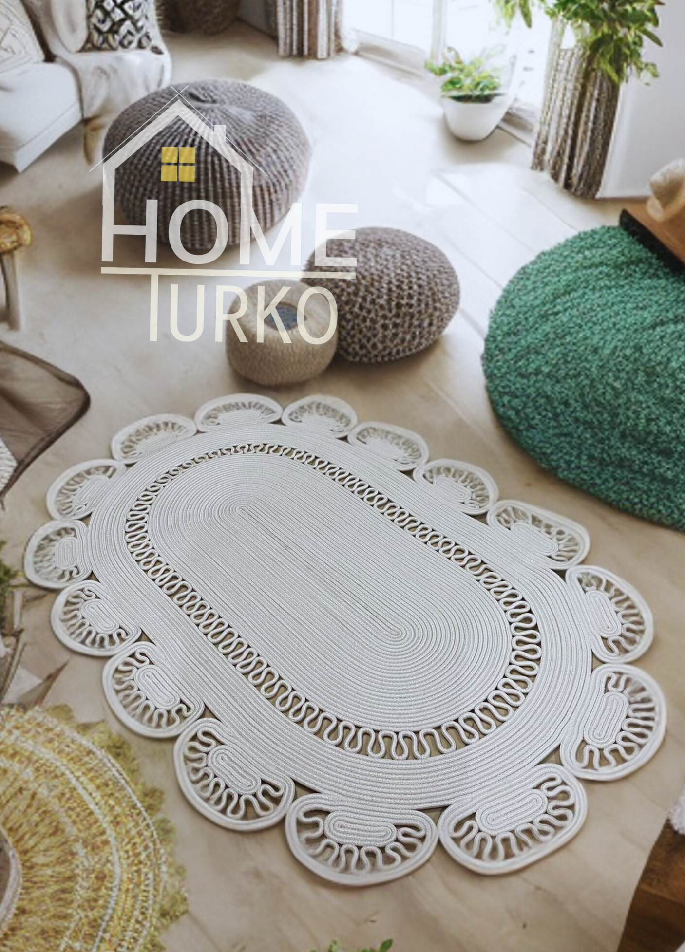 Jute Bohemian Carpet & Rug & Mat