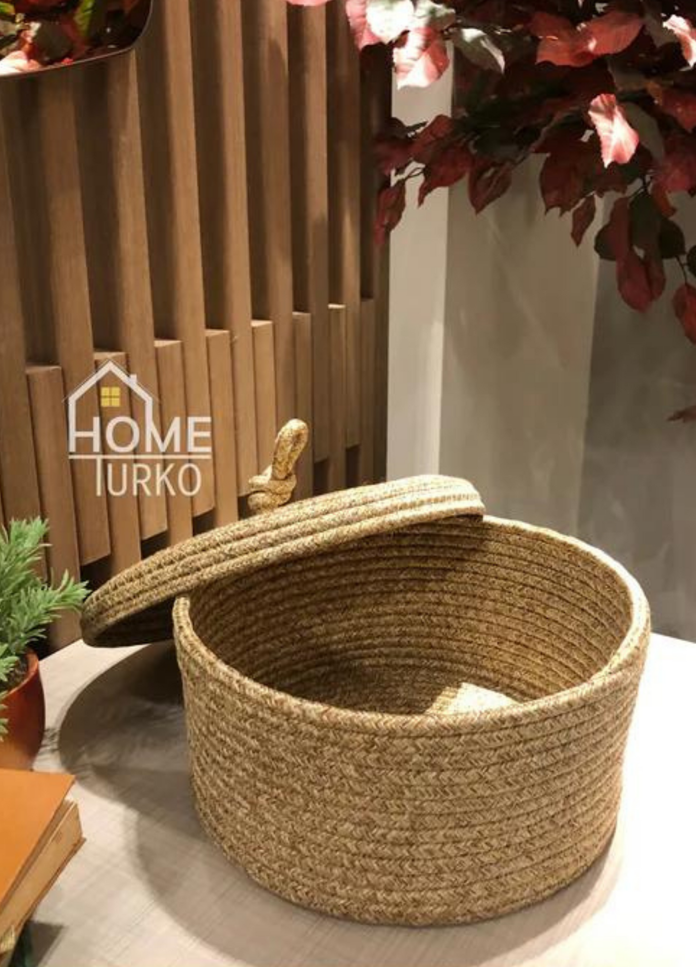 Bohemian Round Lidded Basket Organizer