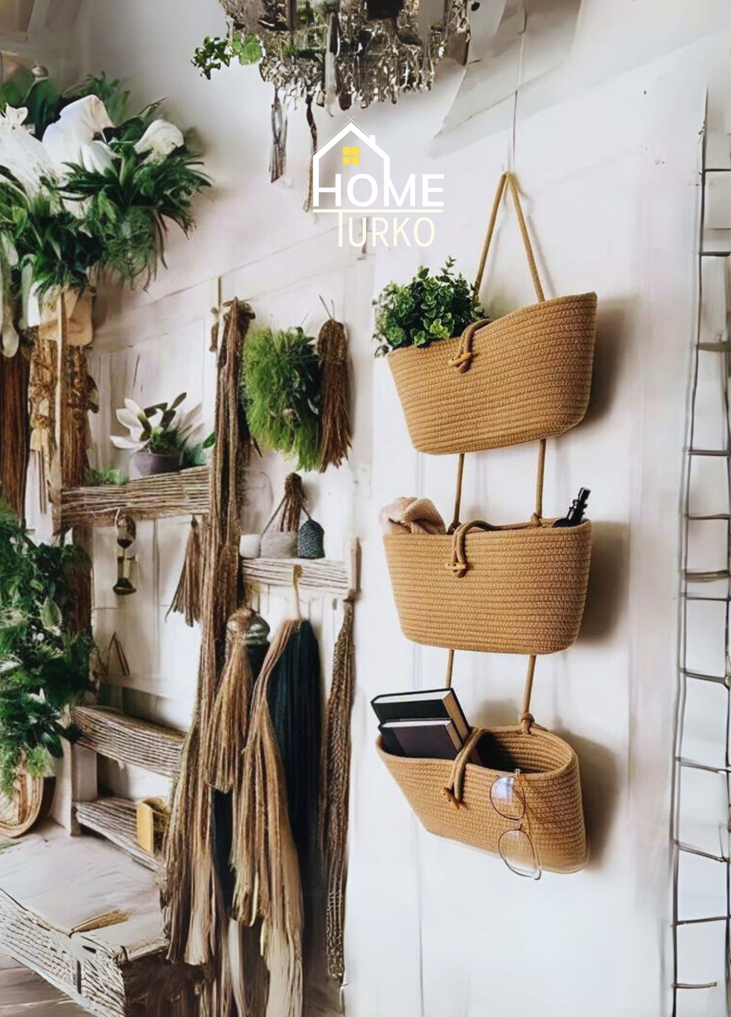 Üçlü Askılı Bohem Sepet