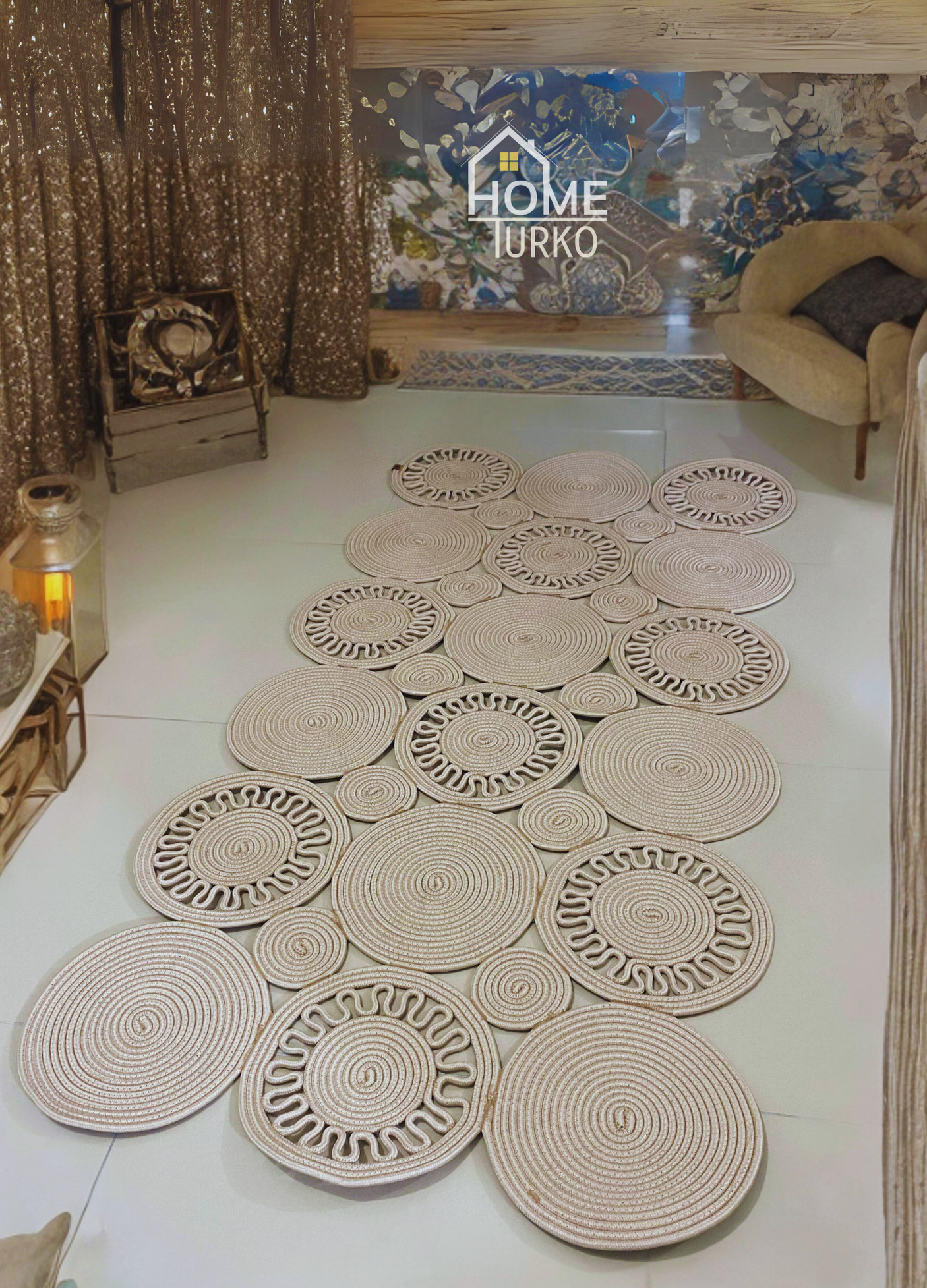 Bohemian Jute Patterned Carpet & Rug