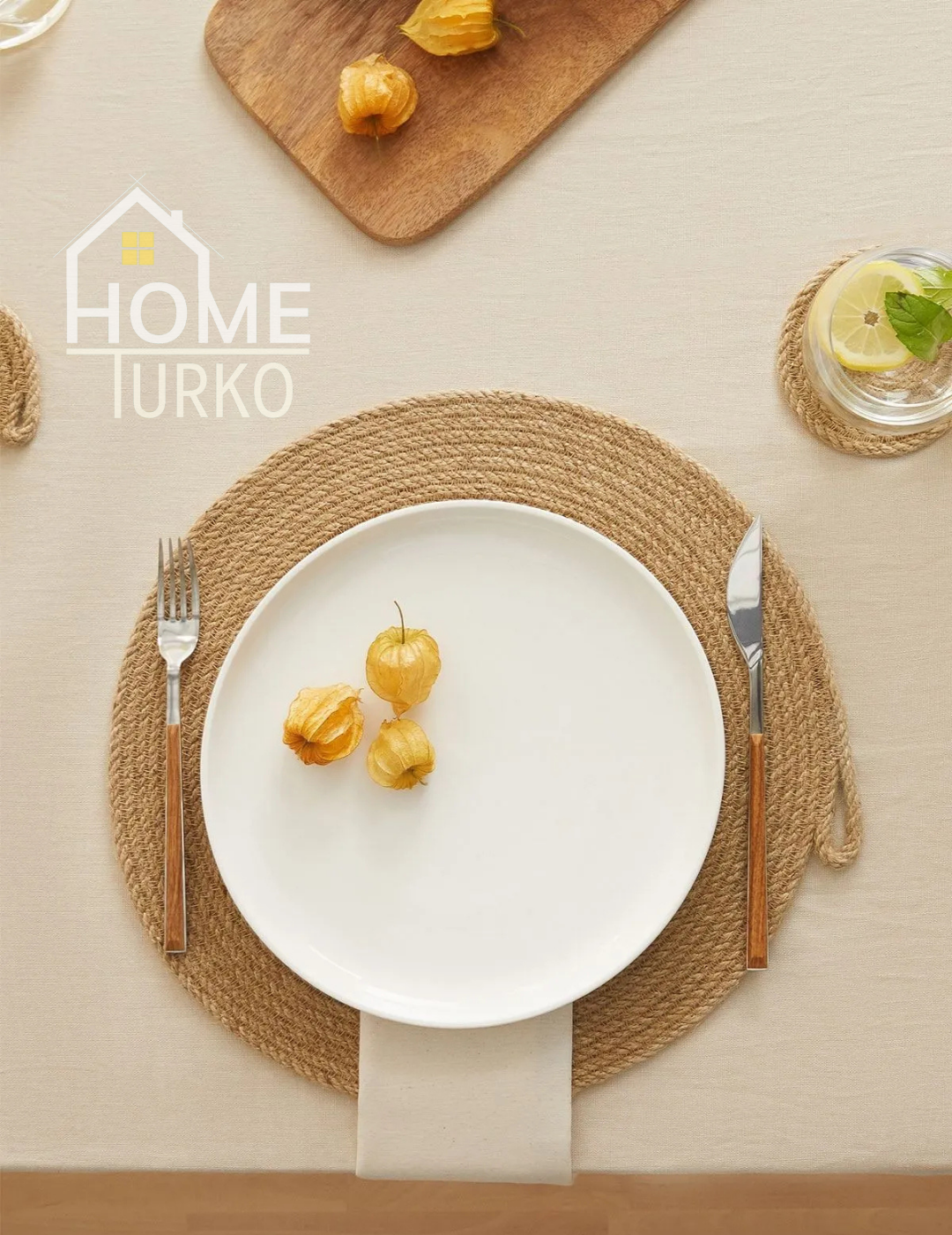 2'li Doğal Jüt Supla / Tabak Altlığı