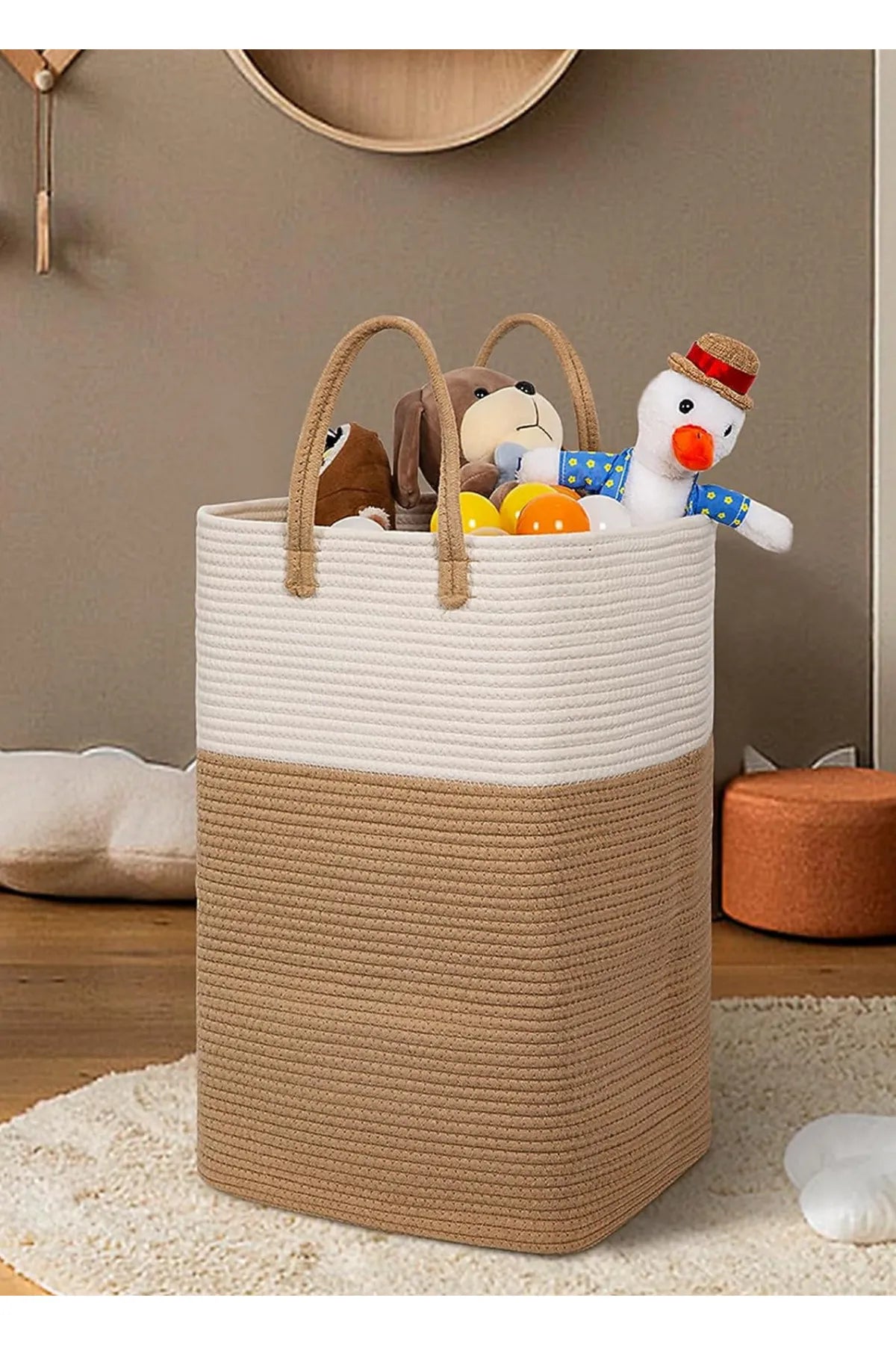 Bohem Kulplu Çamaşır Sepeti / Düzenleyici