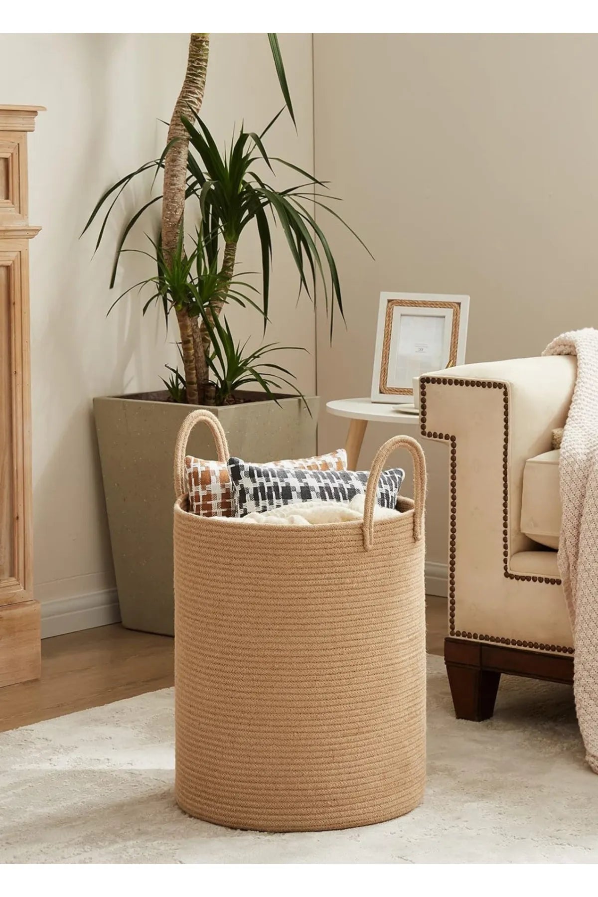 Bohem Kulplu Çamaşır Sepeti / Düzenleyici