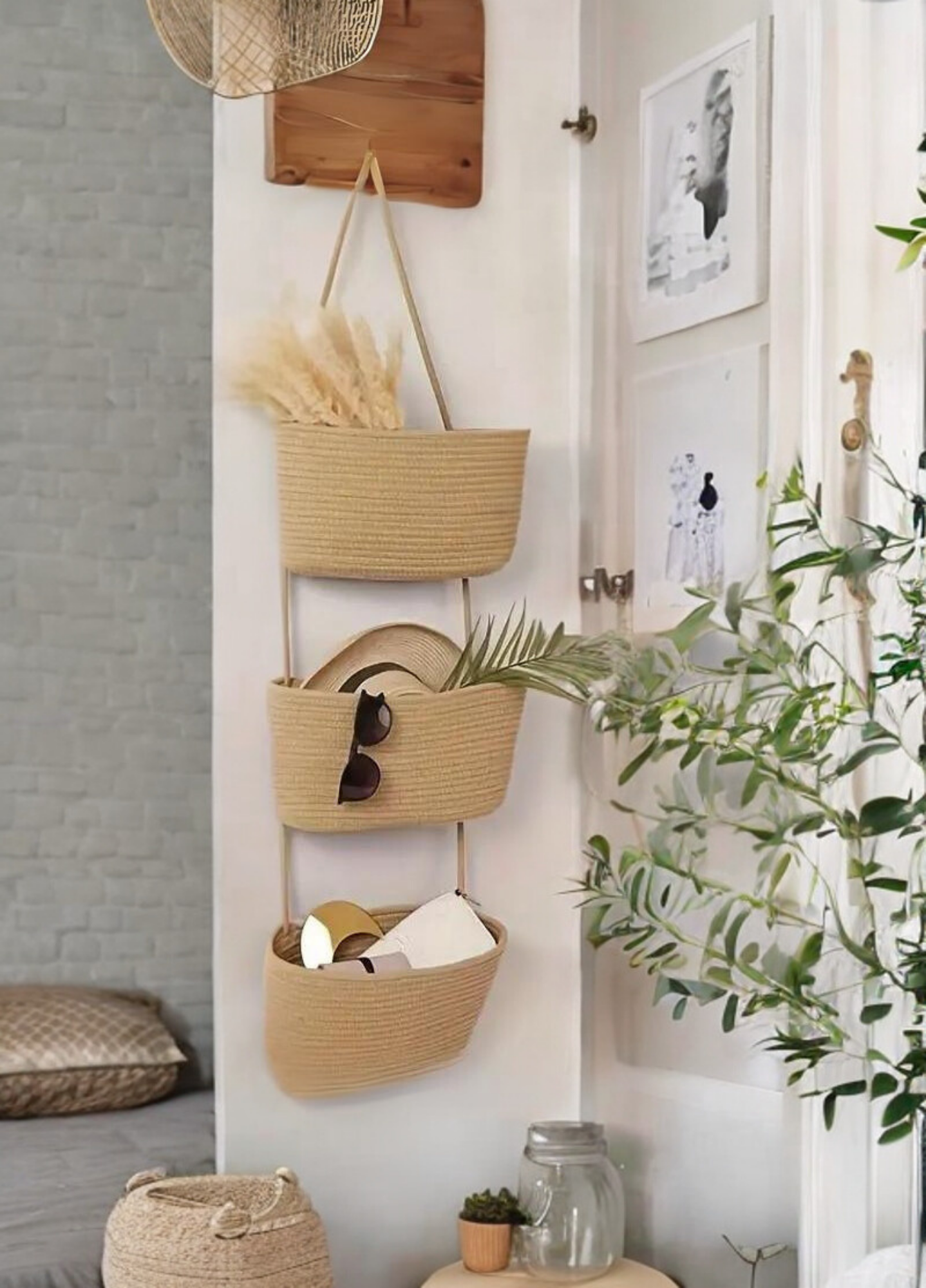 Üçlü Askılı Bohem Sepet