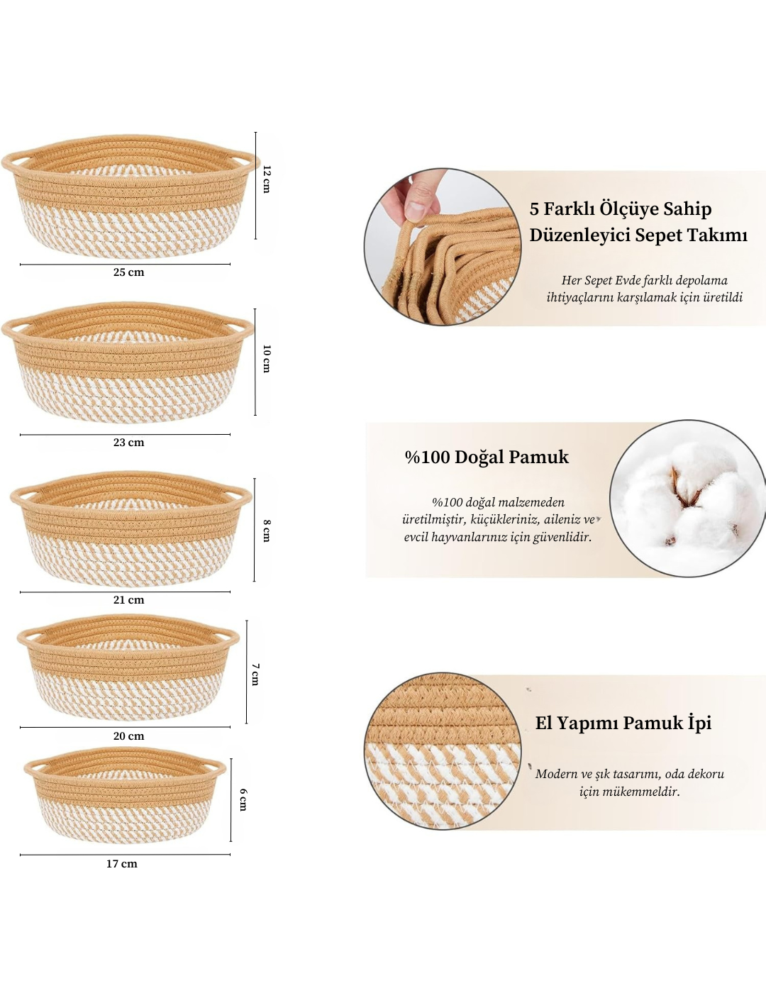 5-Piece Bohemian Organizer Basket Set