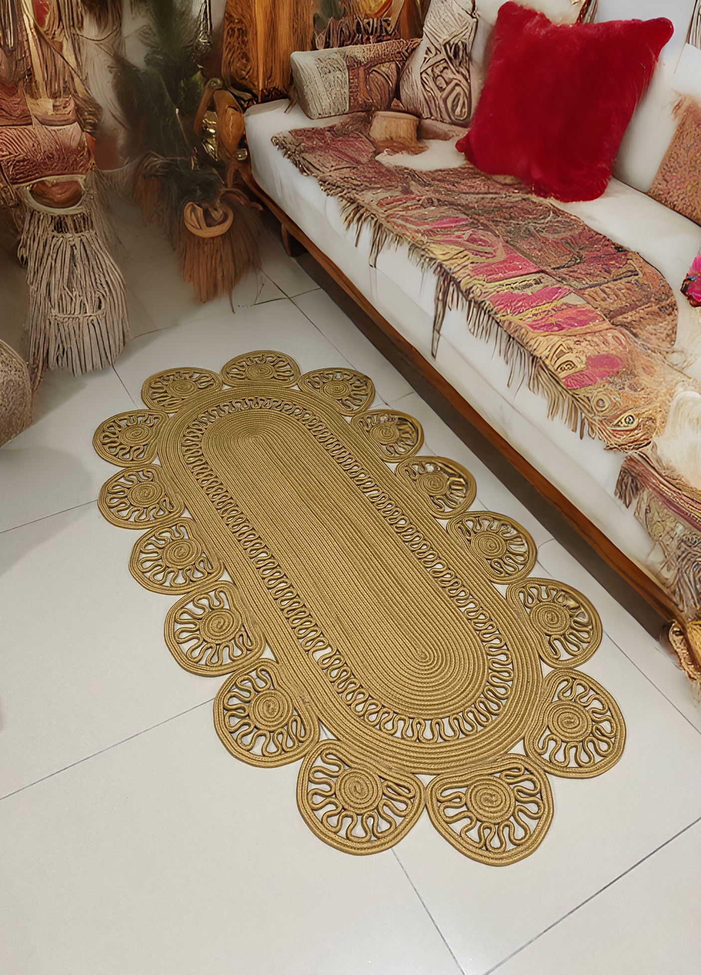 Jute Bohemian Carpet & Rug & Mat