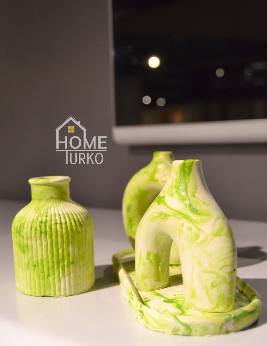 Four-Piece Bohemian Figurine and Ornament Vase Set