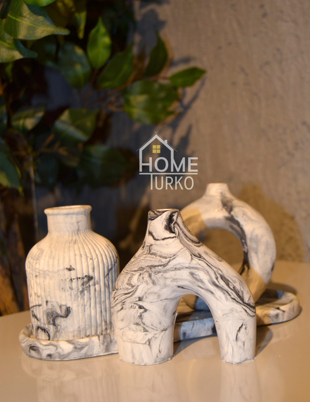 Four-Piece Bohemian Figurine and Ornament Vase Set