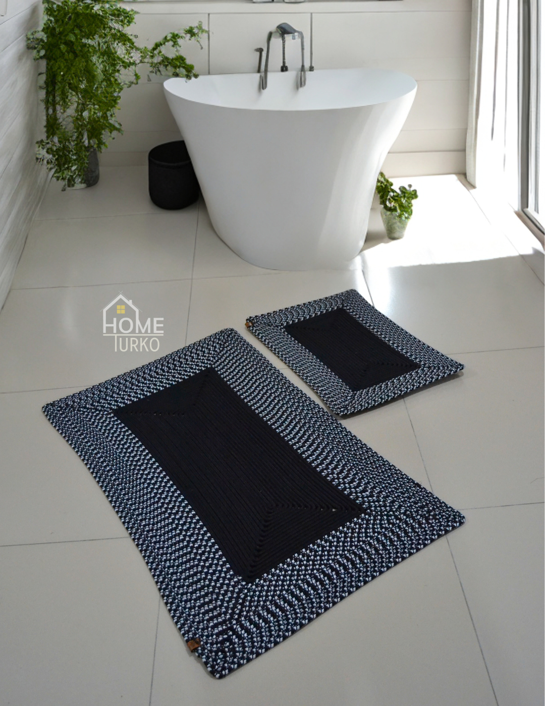Double Jute Bohemian Bathroom Mat Set