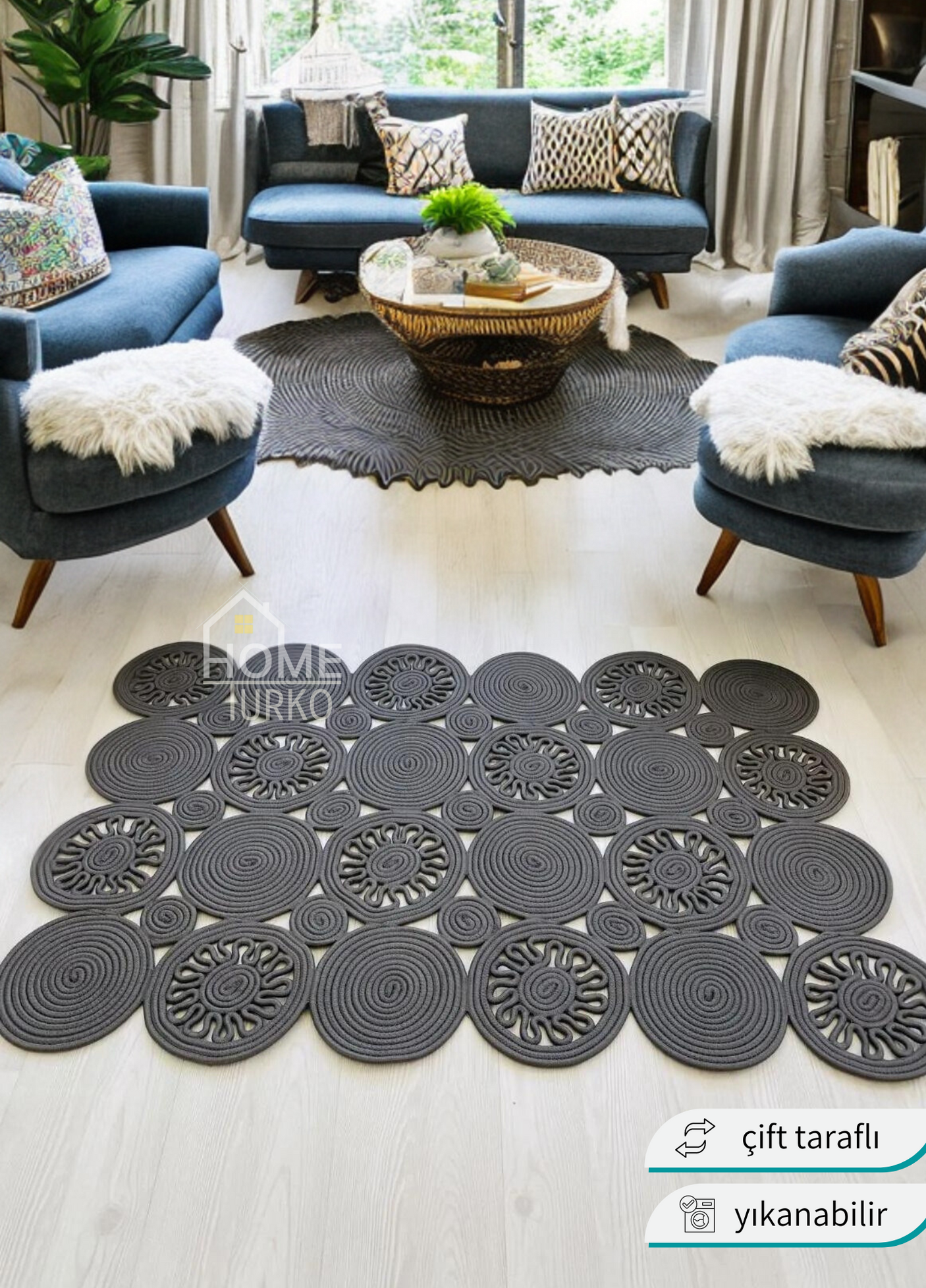 Bohemian Jute Patterned Carpet & Rug