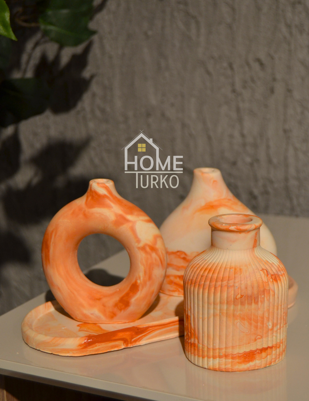 Four-Piece Bohemian Figurine and Ornament Vase Set