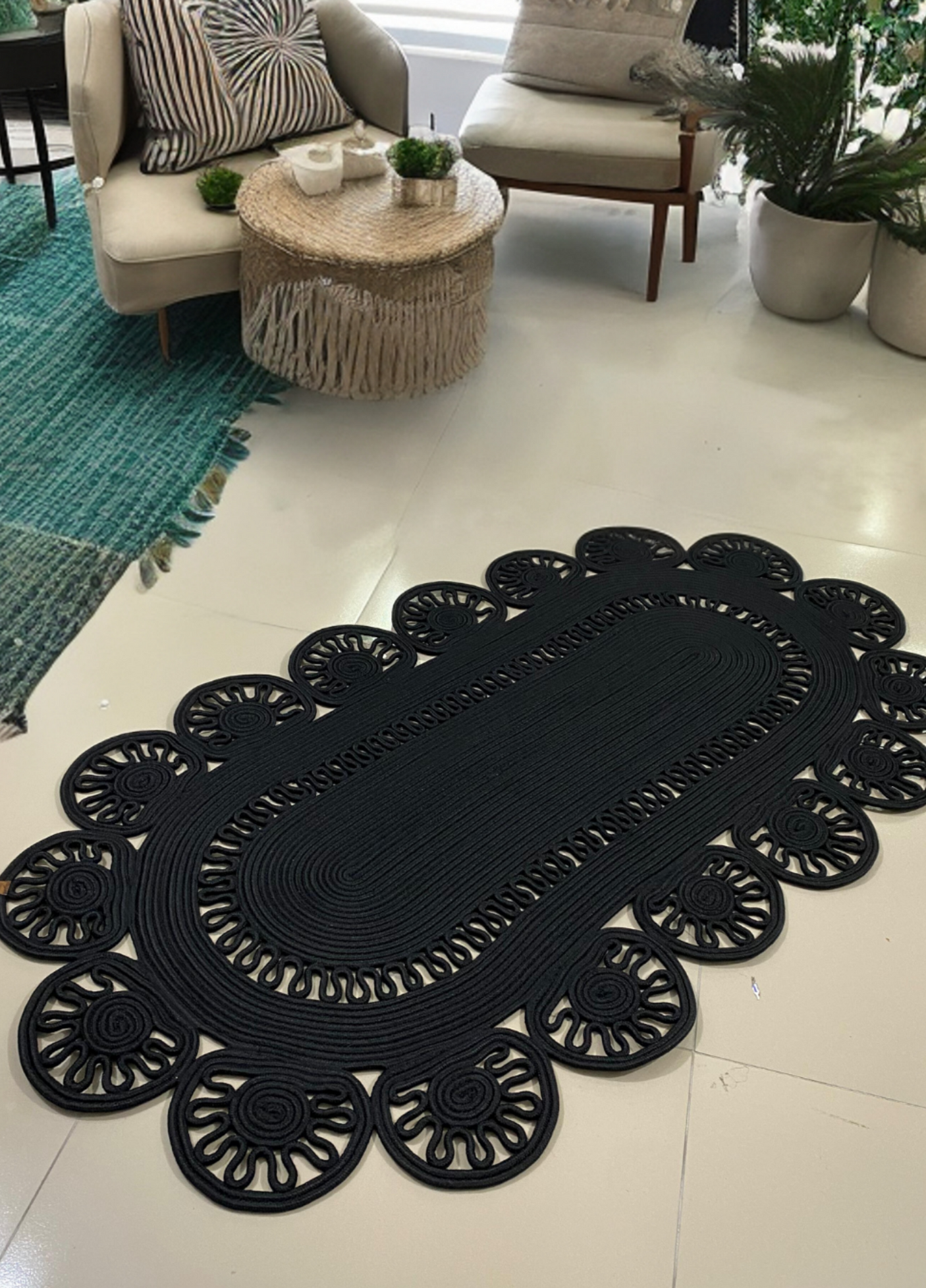 Jute Bohemian Carpet & Rug & Mat