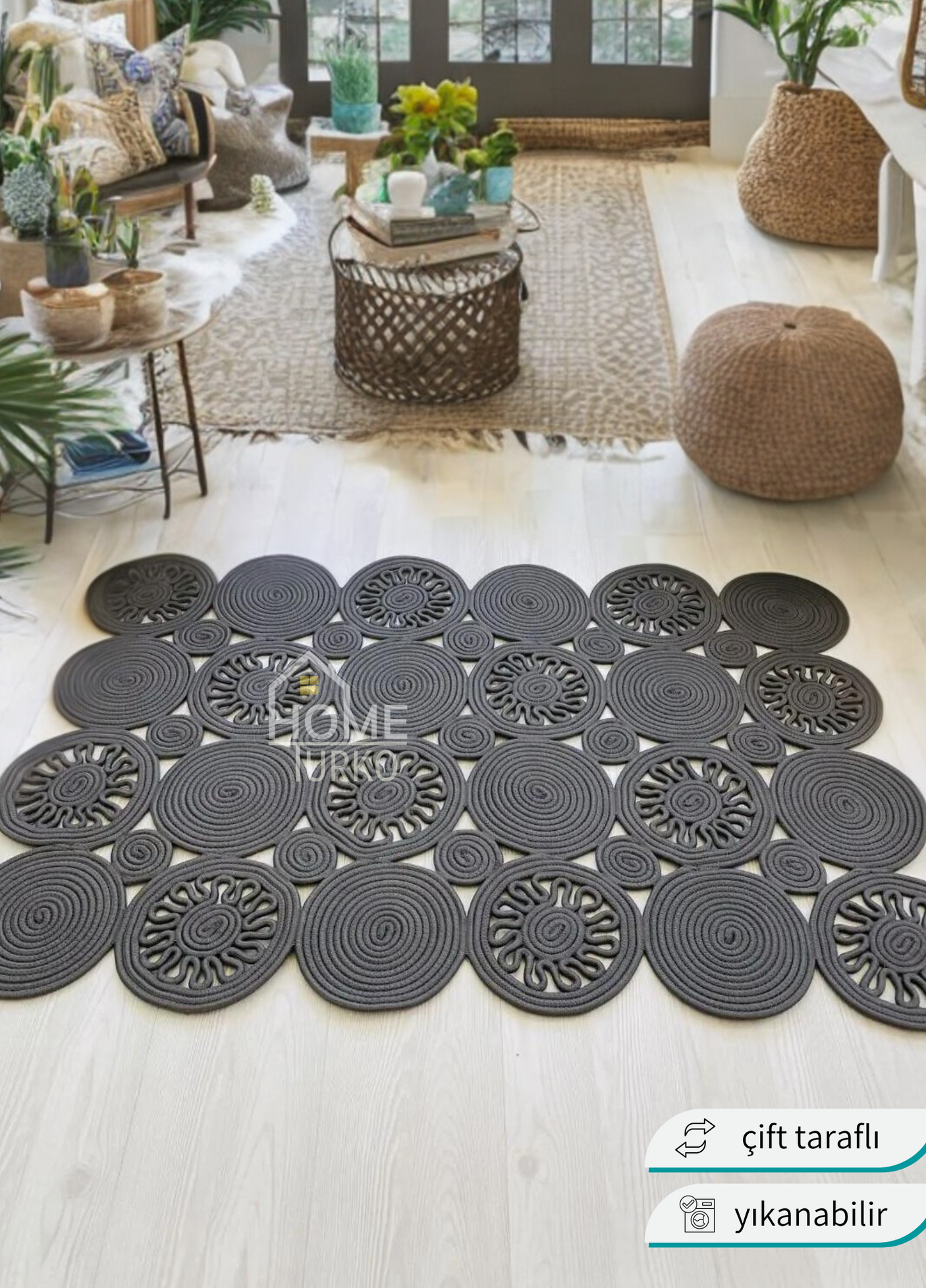 Bohemian Jute Patterned Carpet & Rug